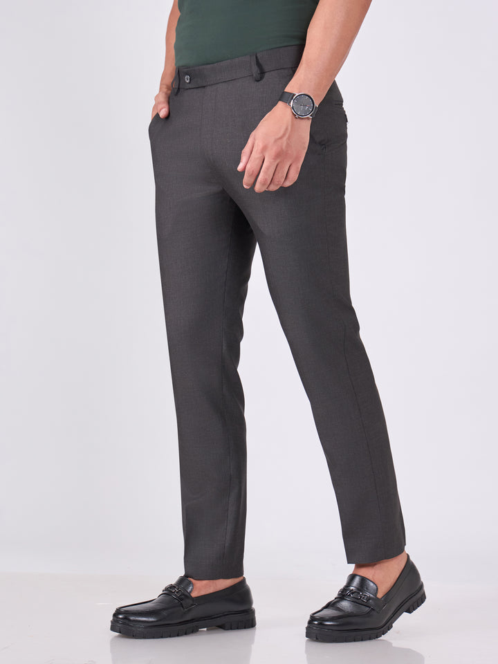 men wearing Skinny Fit Formal Trousers - Dark Gray
