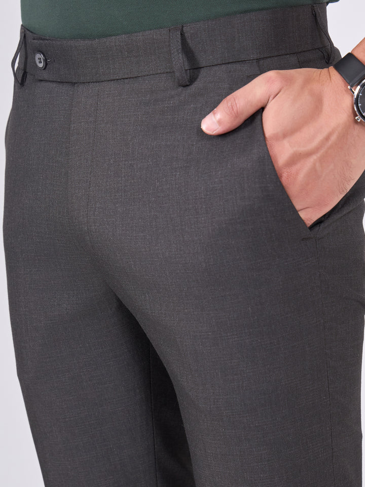 men wearing Skinny Fit Formal Trousers - Dark Gray