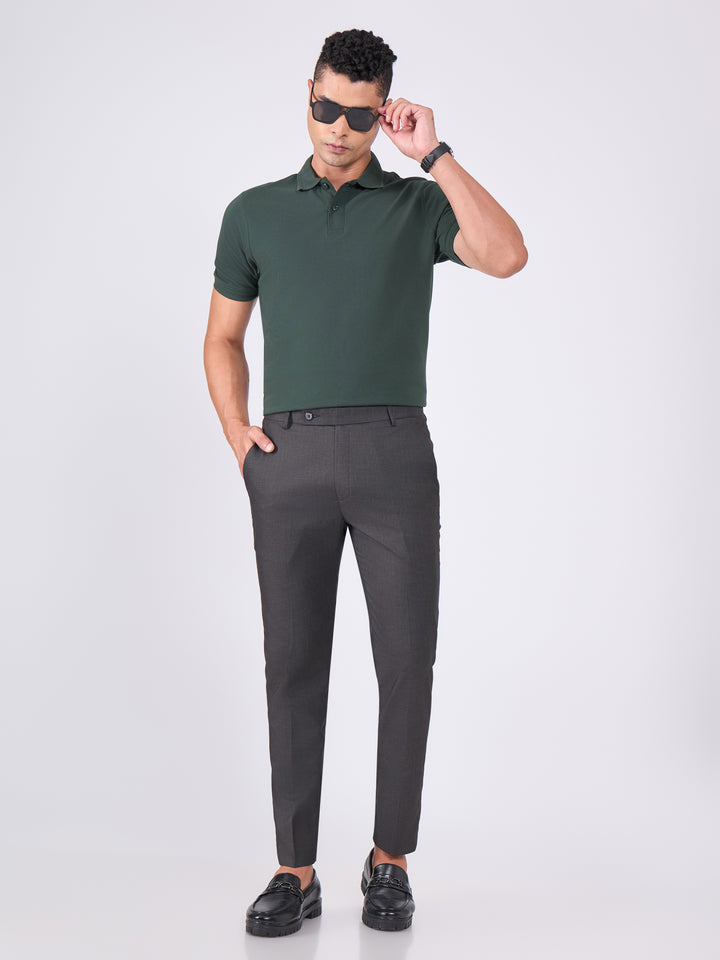 men wearing Skinny Fit Formal Trousers - Dark Gray