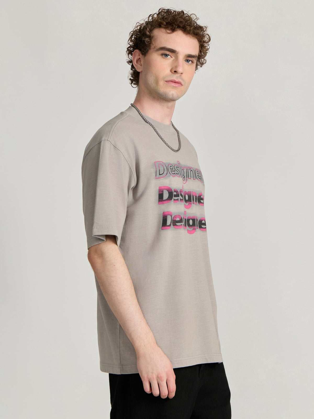 Lona - Designers Printed Baggy T-Shirt - Grey - Espanshe