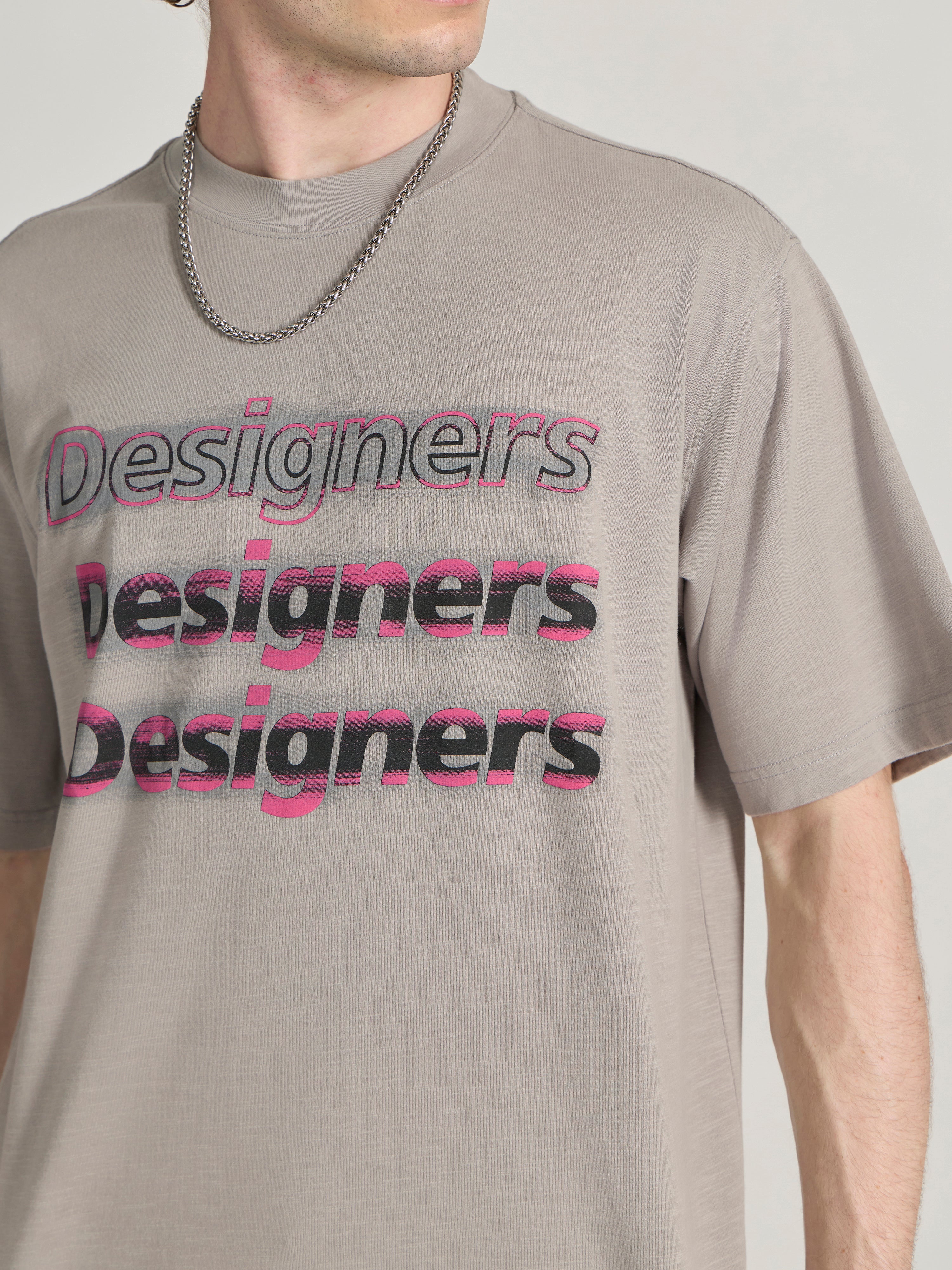 Men's printed baggy T-Shirt in grey