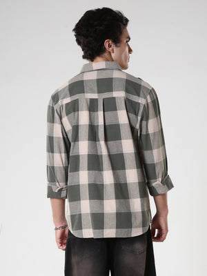 men's green checkered  shirt made from pure cotton.