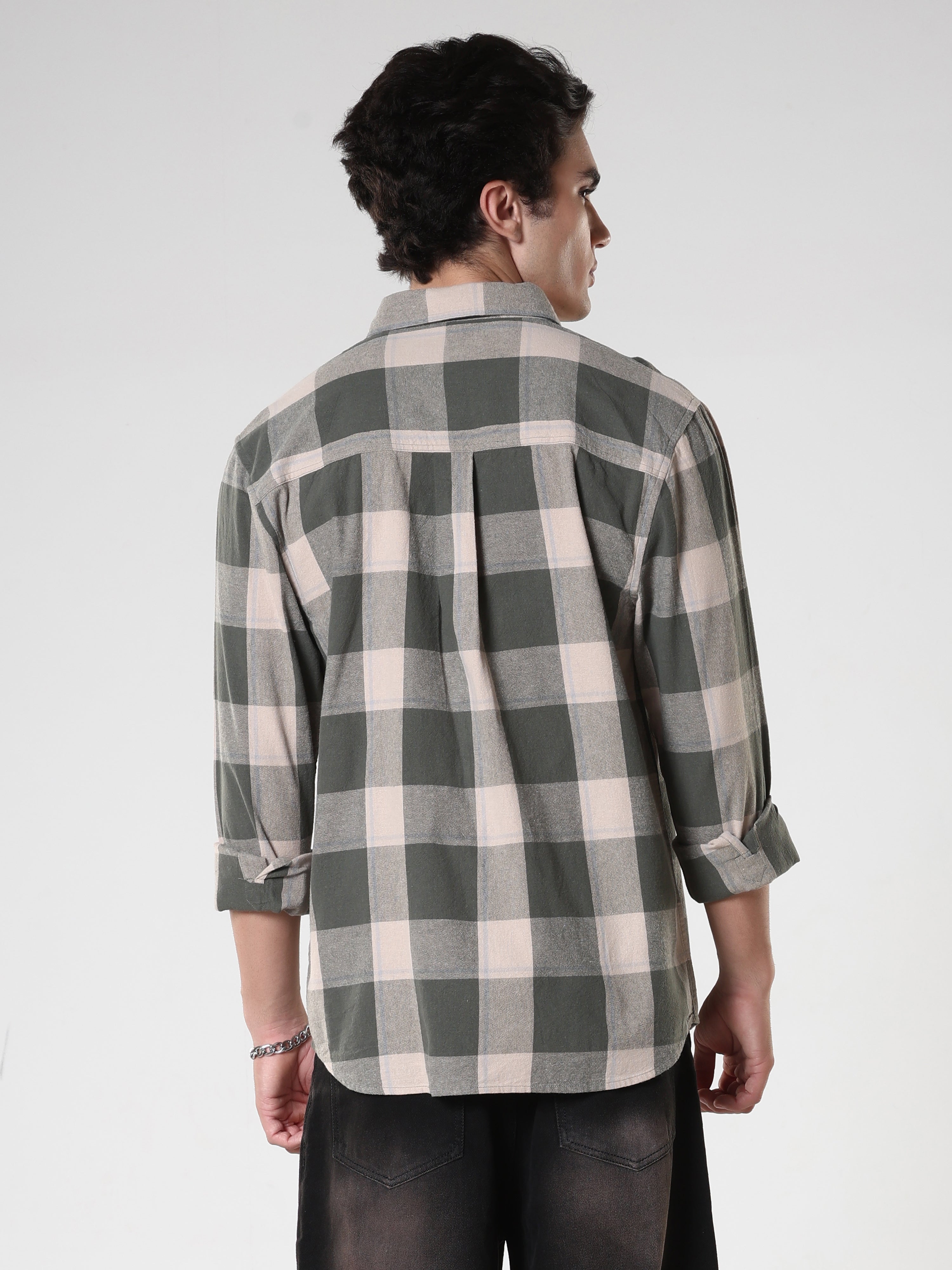 men's green checkered  shirt made from pure cotton.