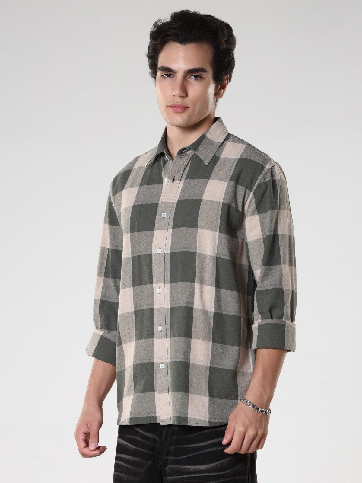 Ambar - Checkered Regular Shirt -Green - Espanshe