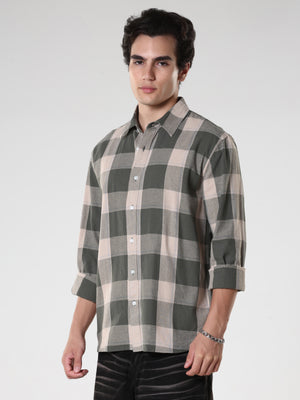 men's green checkered  shirt made from pure cotton.