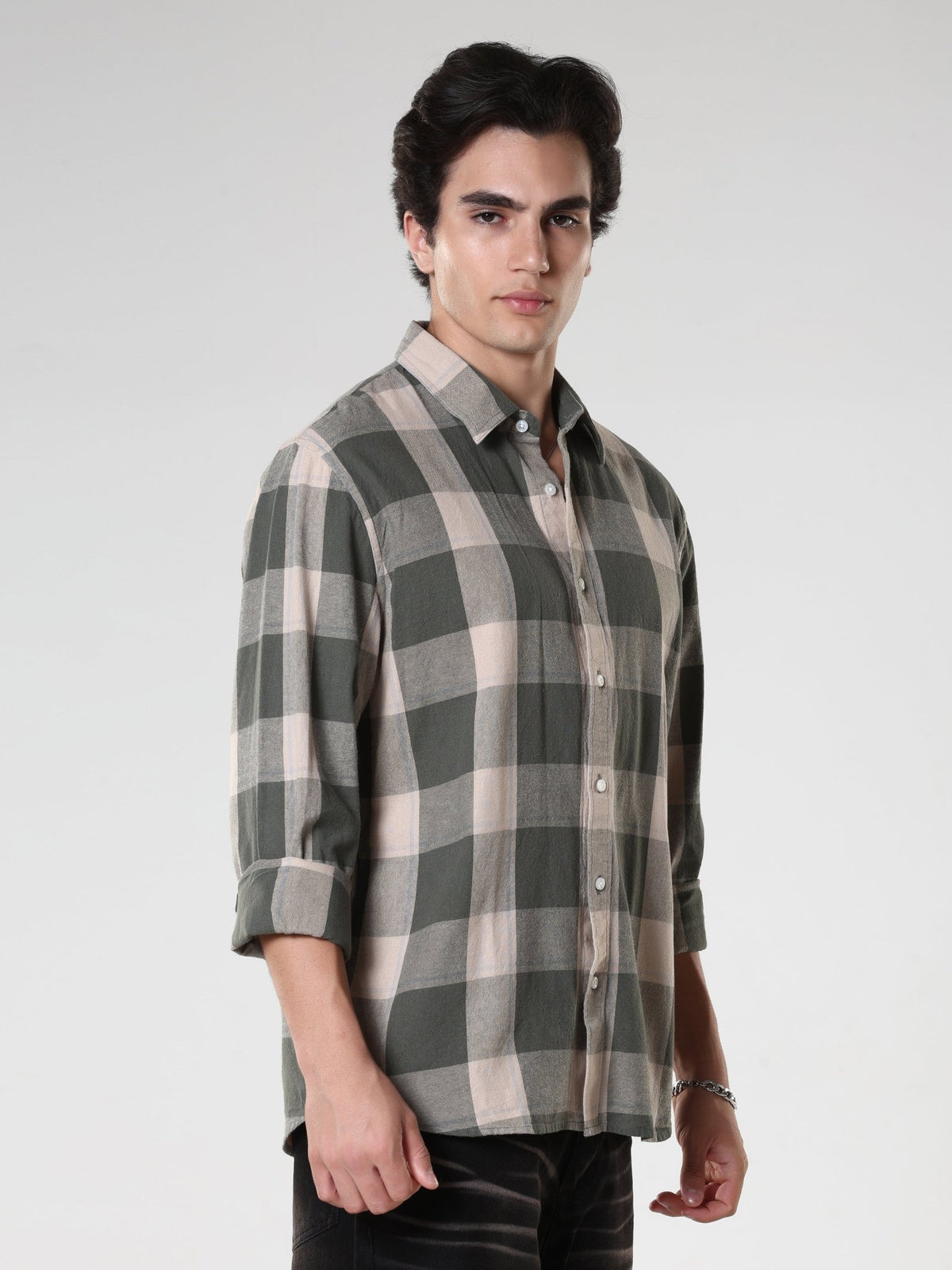 Ambar - Checkered Regular Shirt -Green - Espanshe