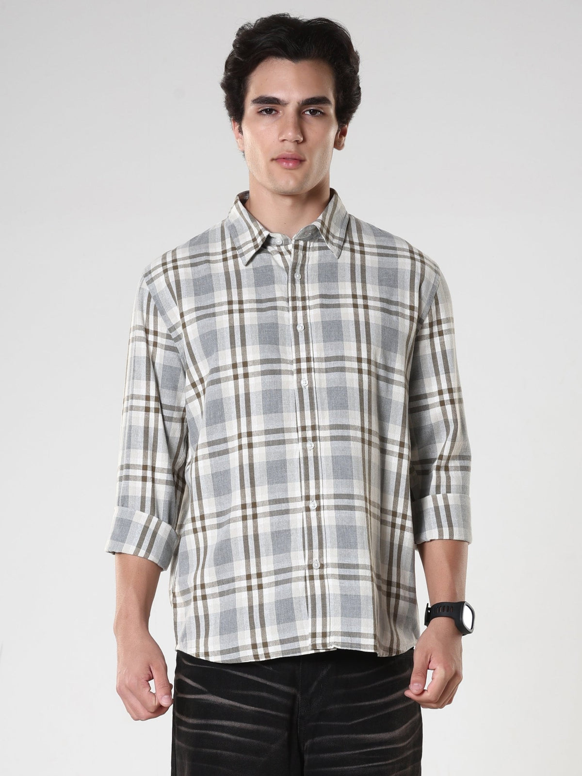 Amabel - Checkered Regular fit Shirt - Olive - Espanshe