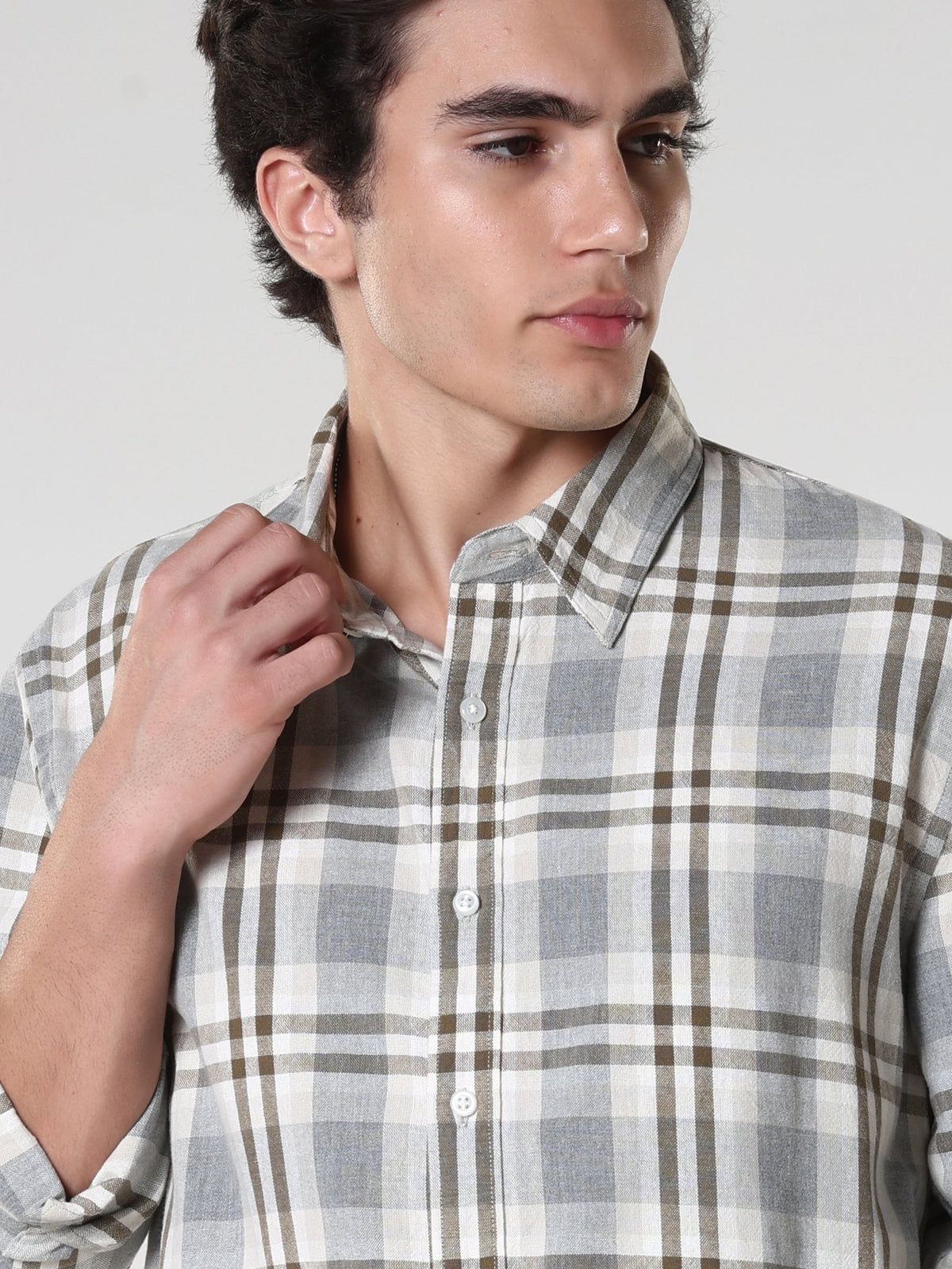 Amabel - Checkered Regular fit Shirt - Olive - Espanshe