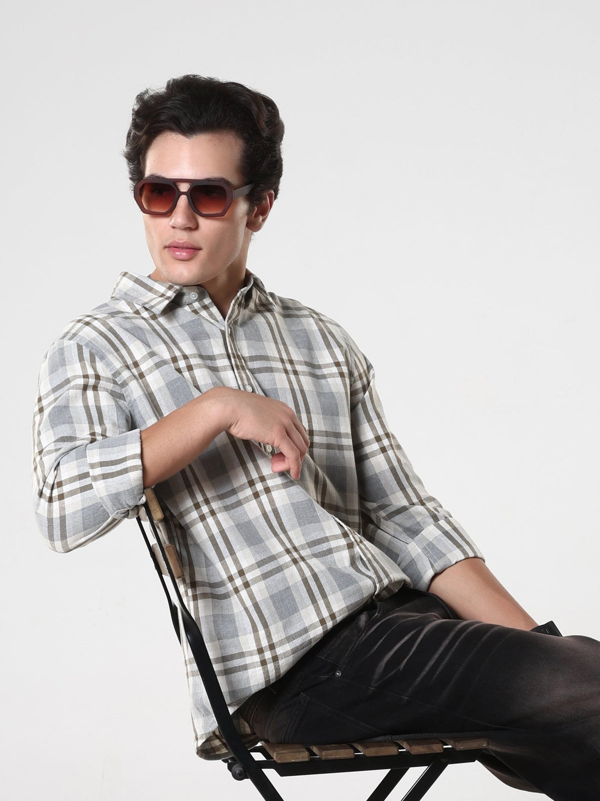 Amabel - Checkered Regular fit Shirt - Olive - Espanshe