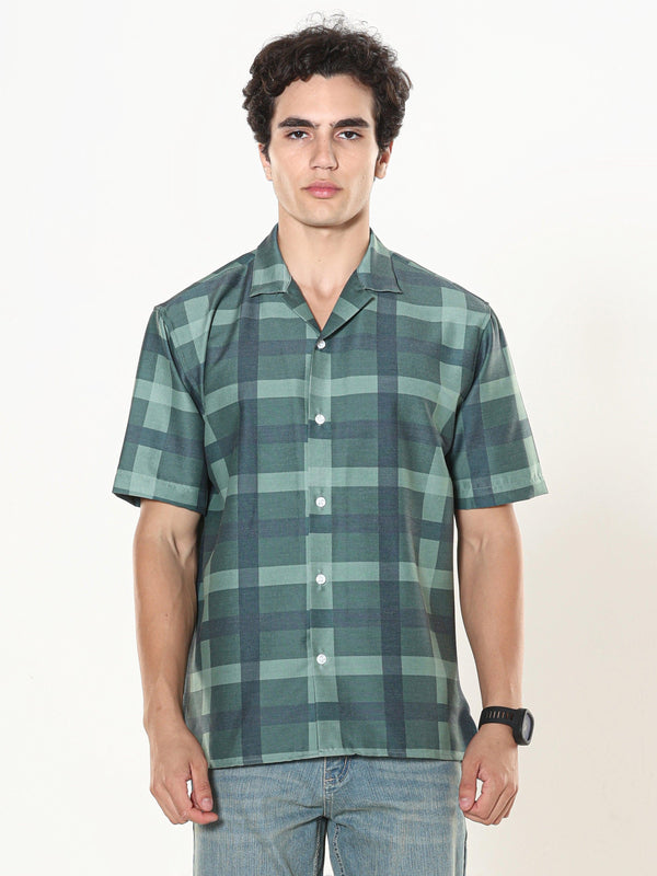 Kerenza - Checkered Lycra Shirt -Forest Green - Espanshe