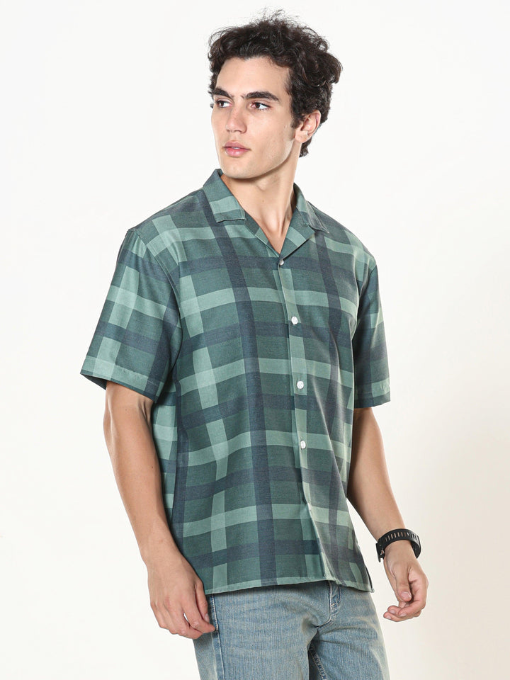 Kerenza - Checkered Lycra Shirt -Forest Green - Espanshe