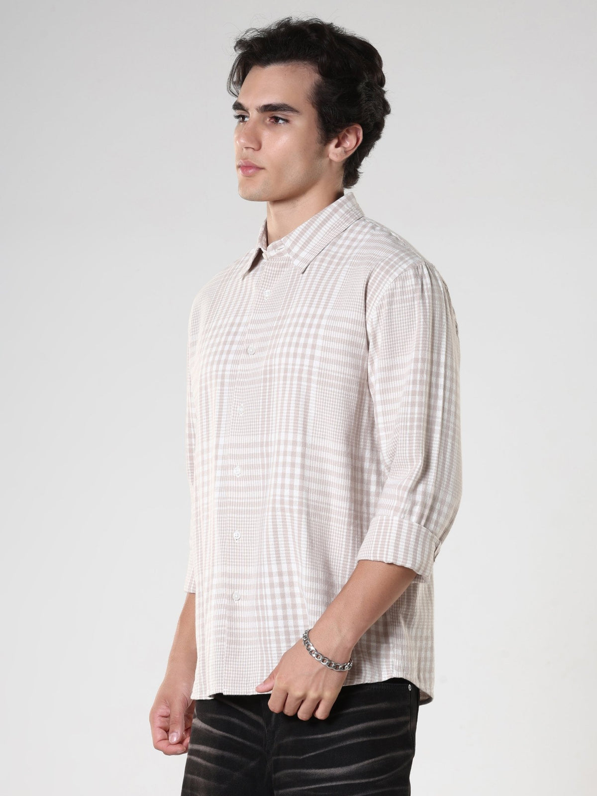 Ambel - Checkered Regular Shirt - Beige - Espanshe