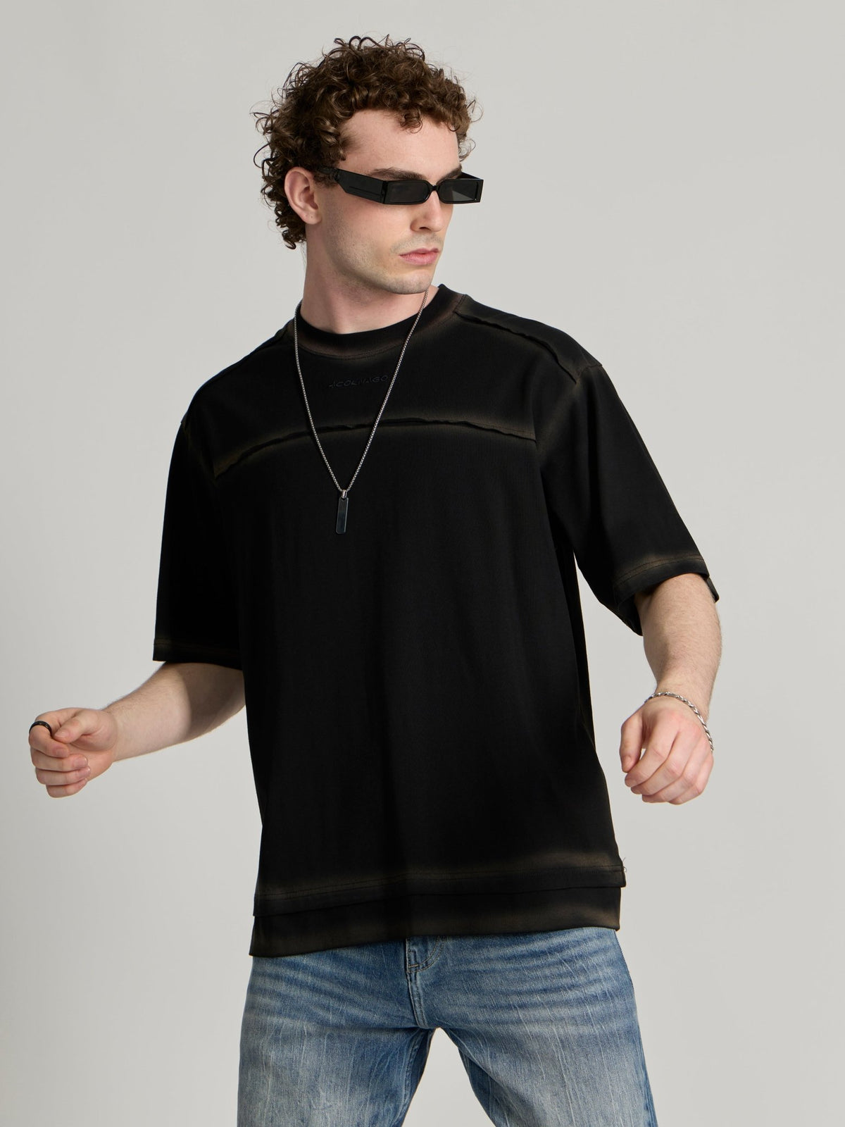 Lona - Fade Effect Baggy T-Shirt - Black - Espanshe