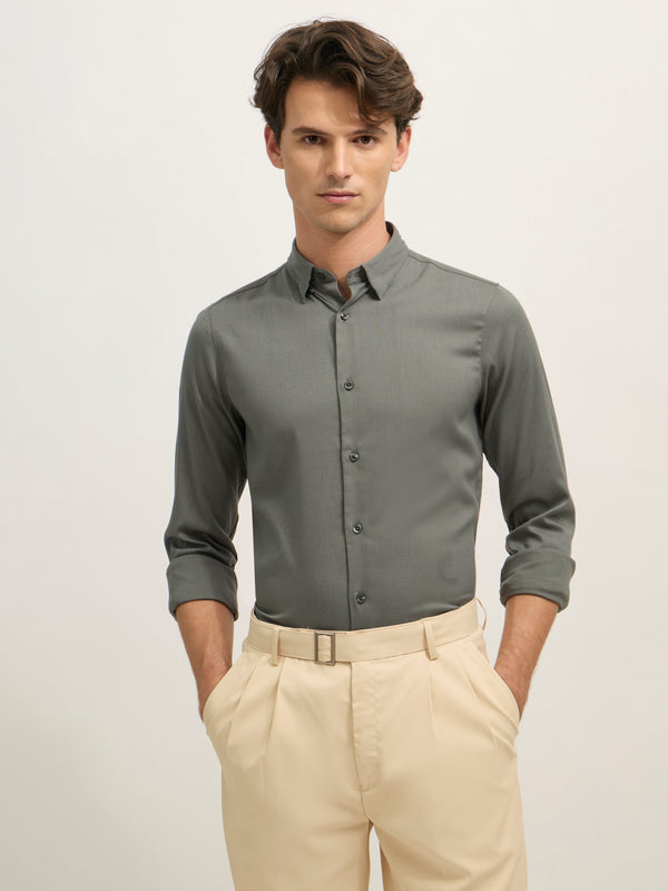 Ivar - Turkish Fit Striped Shirt - Cement Green