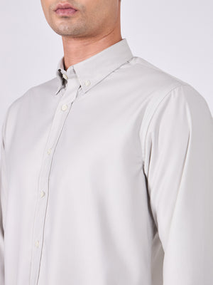 Man wearing Tencel Plain Shirt in  Light gray.