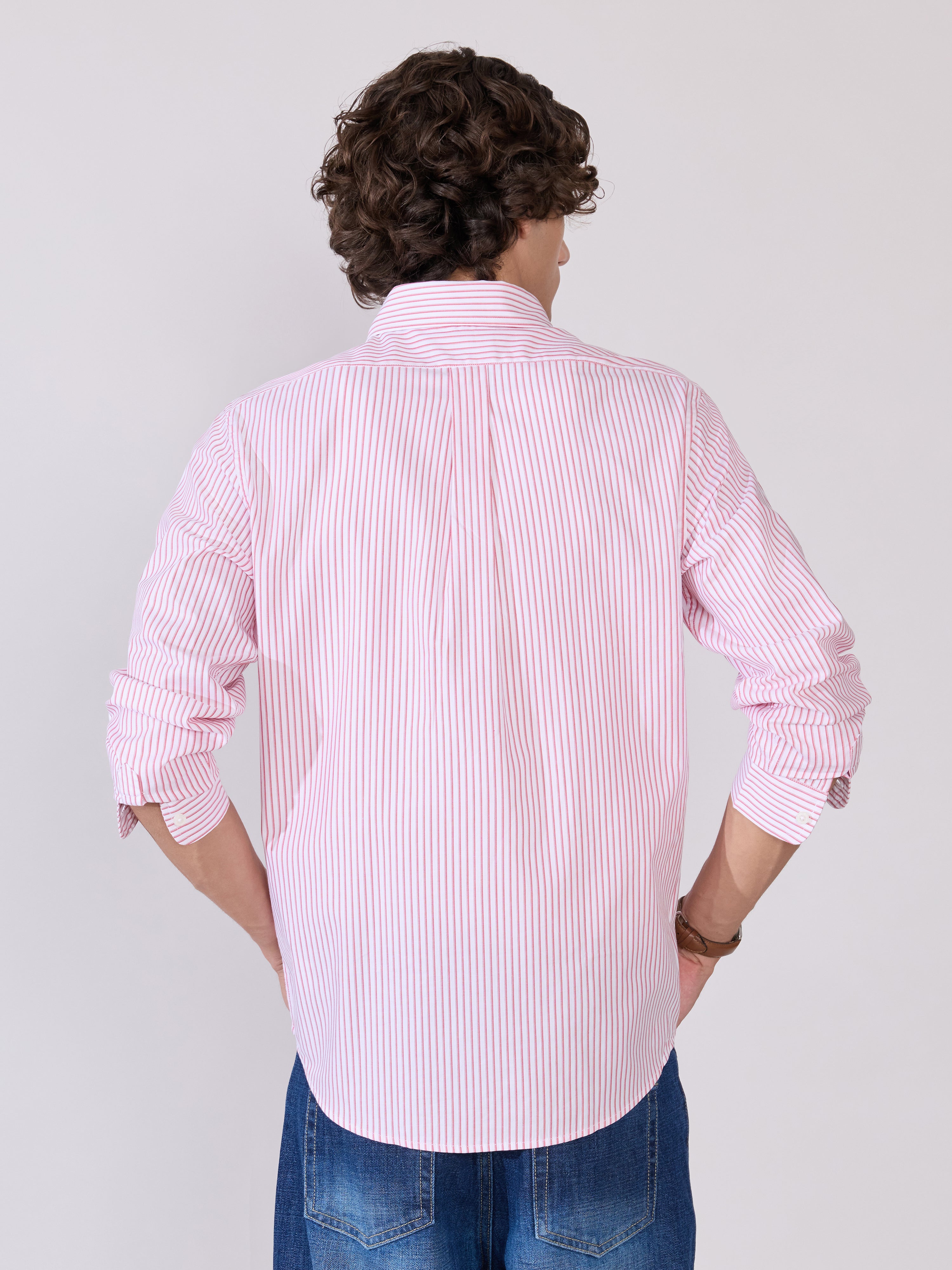 Men's Smart Fit Striped Shirt - Pink