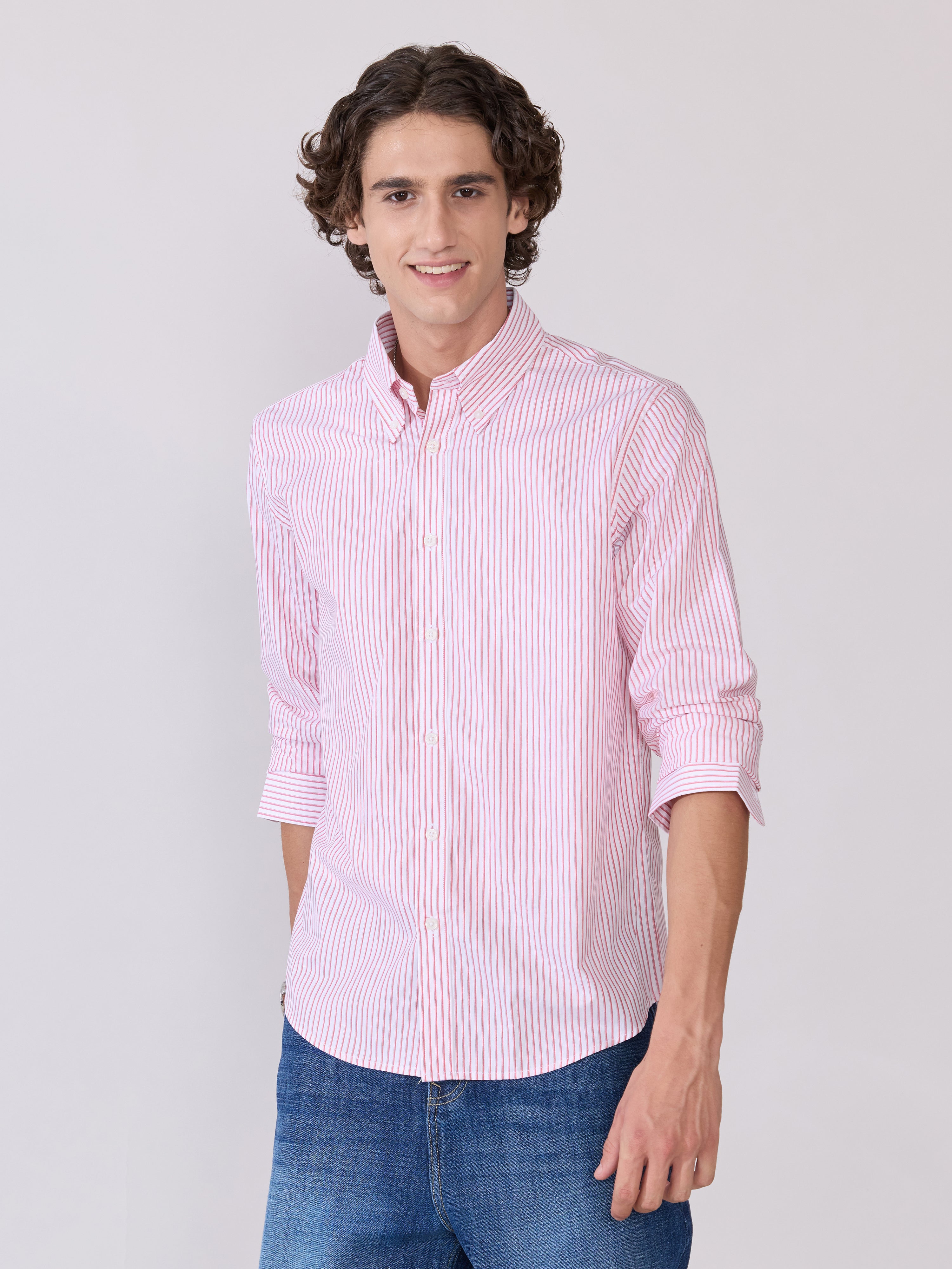 Men's Smart Fit Striped Shirt - Pink