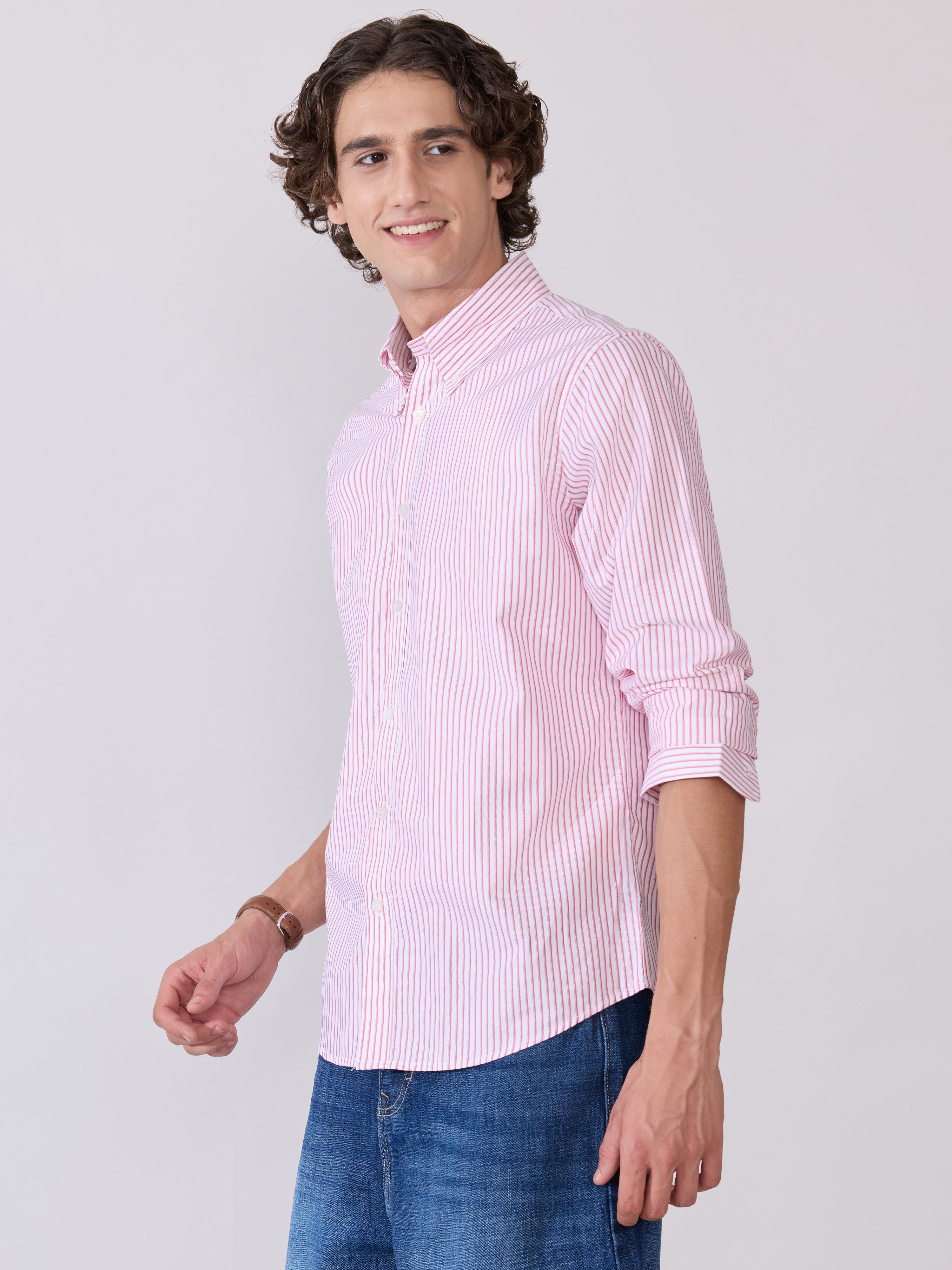 Men's Smart Fit Striped Shirt - Pink