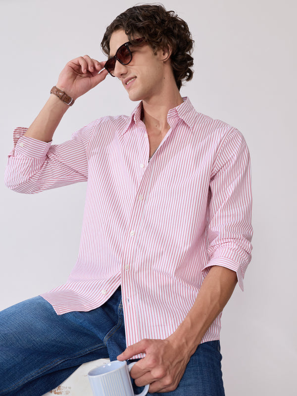 Erzela - Smart Fit Striped Shirt - Pink
