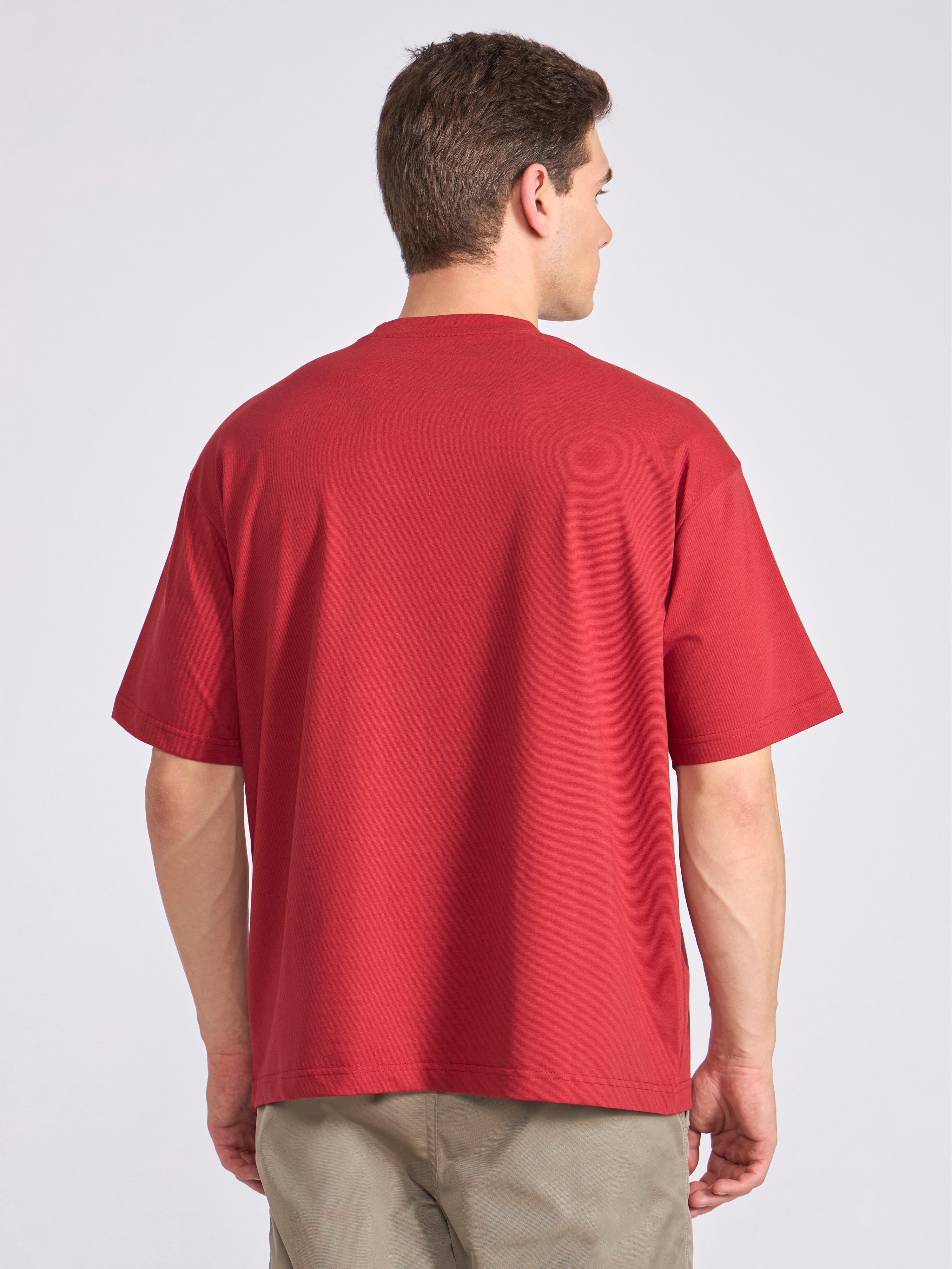 Men's Oversized Round neck T Shirt in Red
