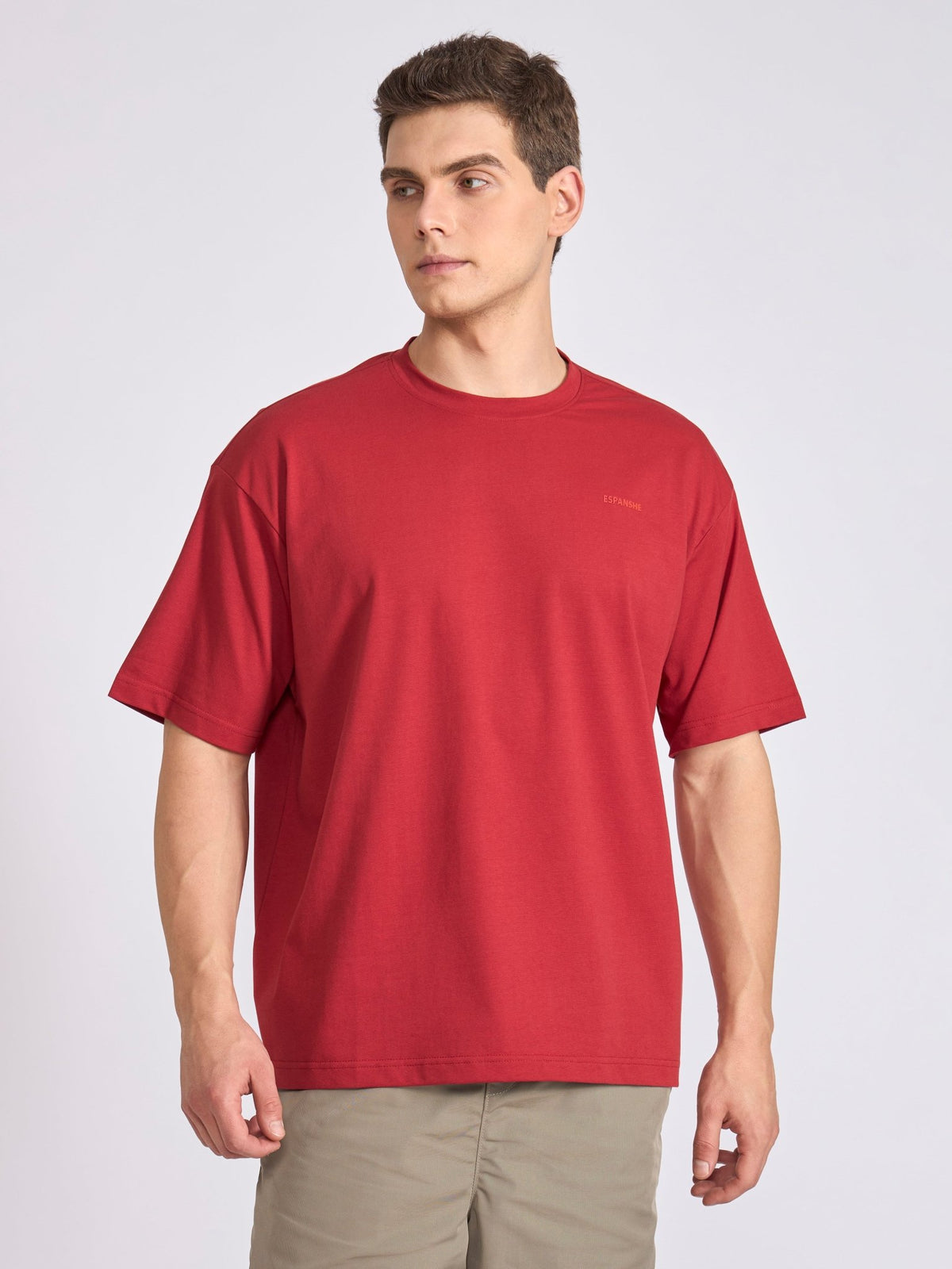 Tibald - Oversized Round neck T Shirt - Red - Espanshe