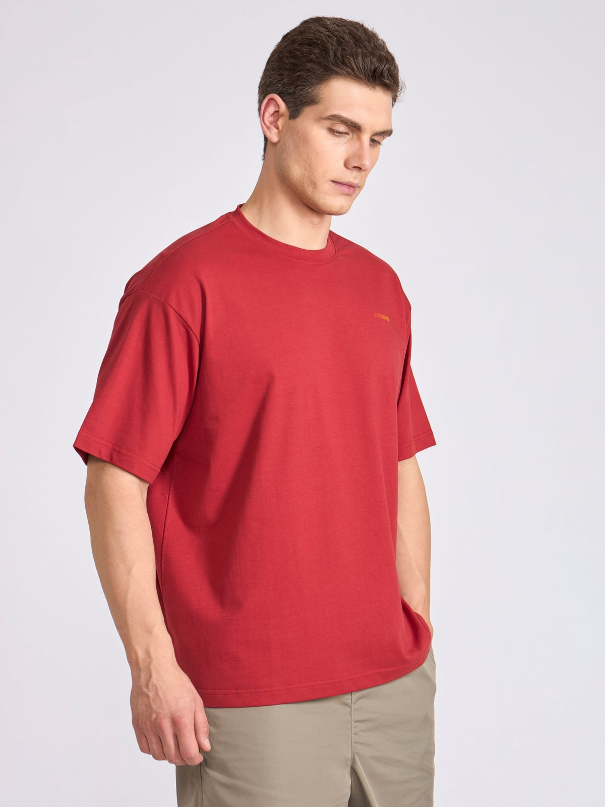 Tibald - Oversized Round neck T Shirt - Red - Espanshe