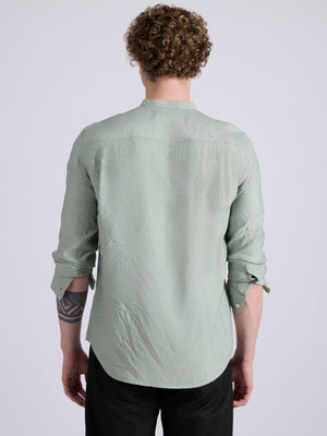 men's Mandarin Collar Plain Shirt -pista color