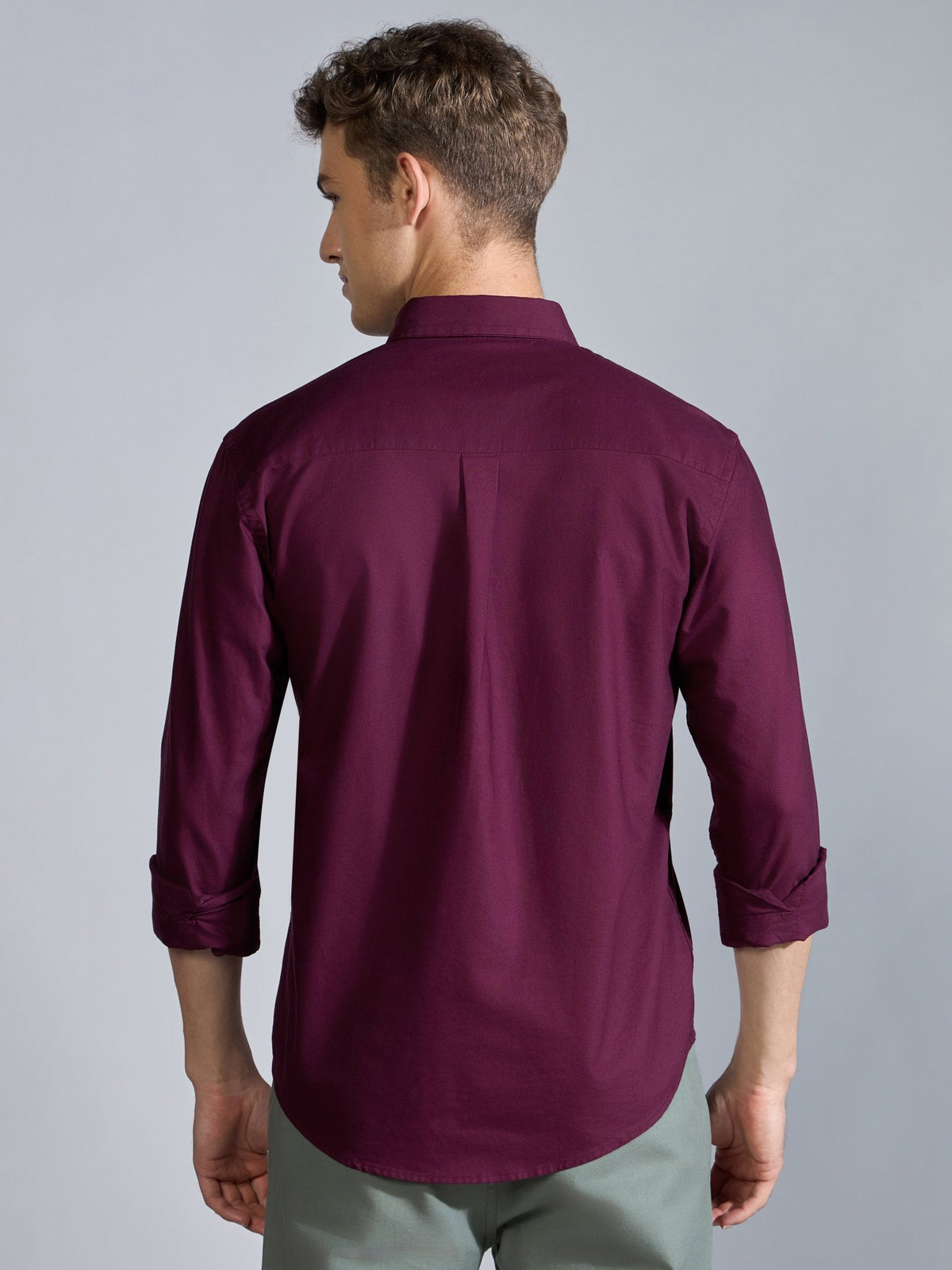Flux - Relaxed Fit Oxford Shirt - Burgundy - Espanshe