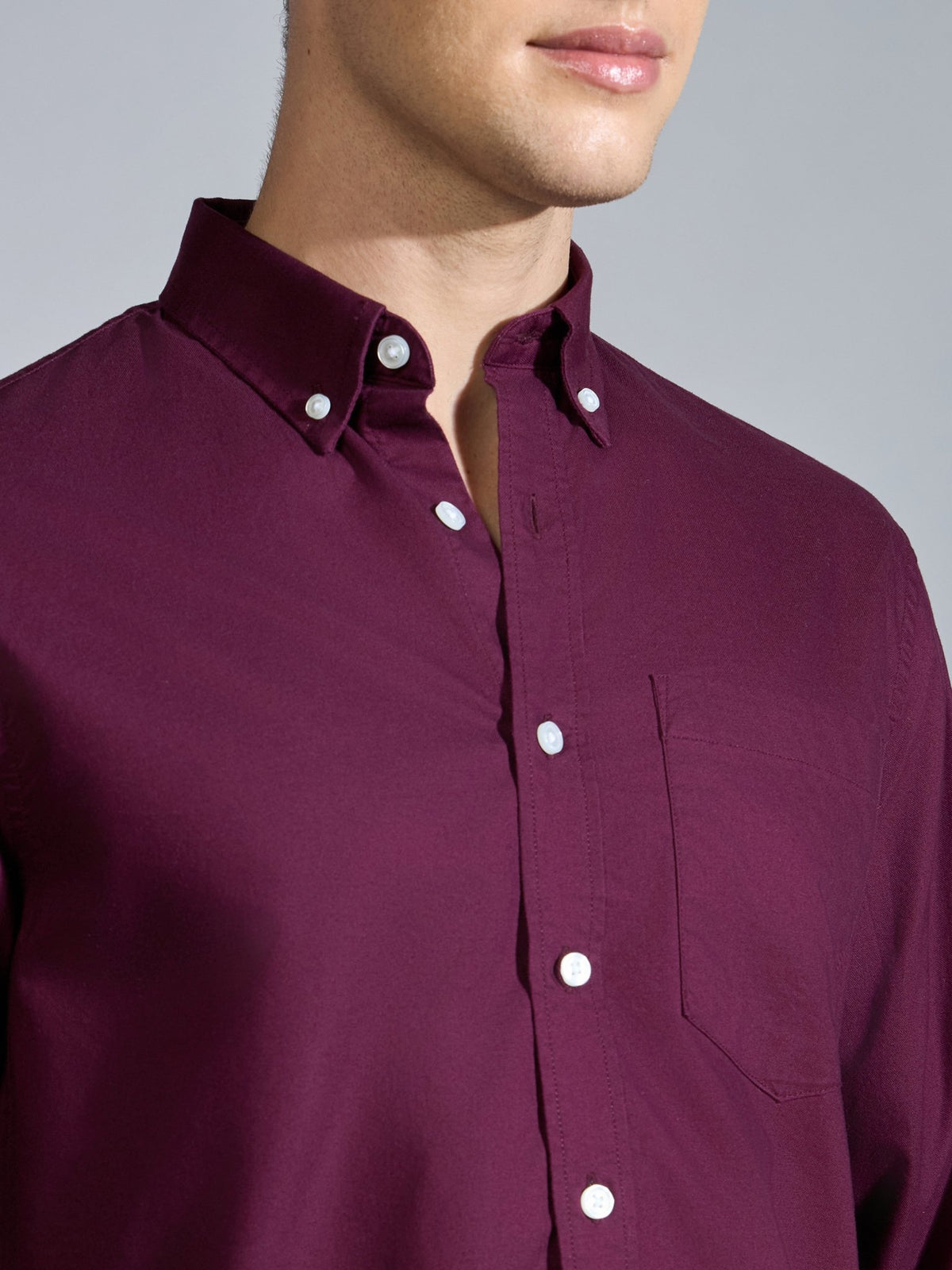 Flux - Relaxed Fit Oxford Shirt - Burgundy - Espanshe