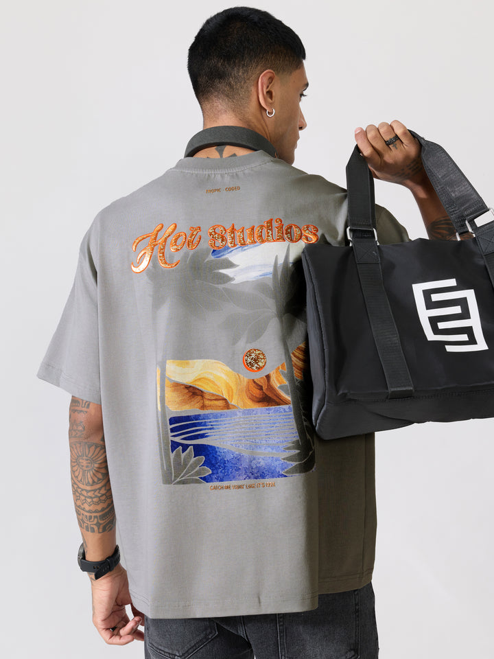 Men's printed t-shirt in grey