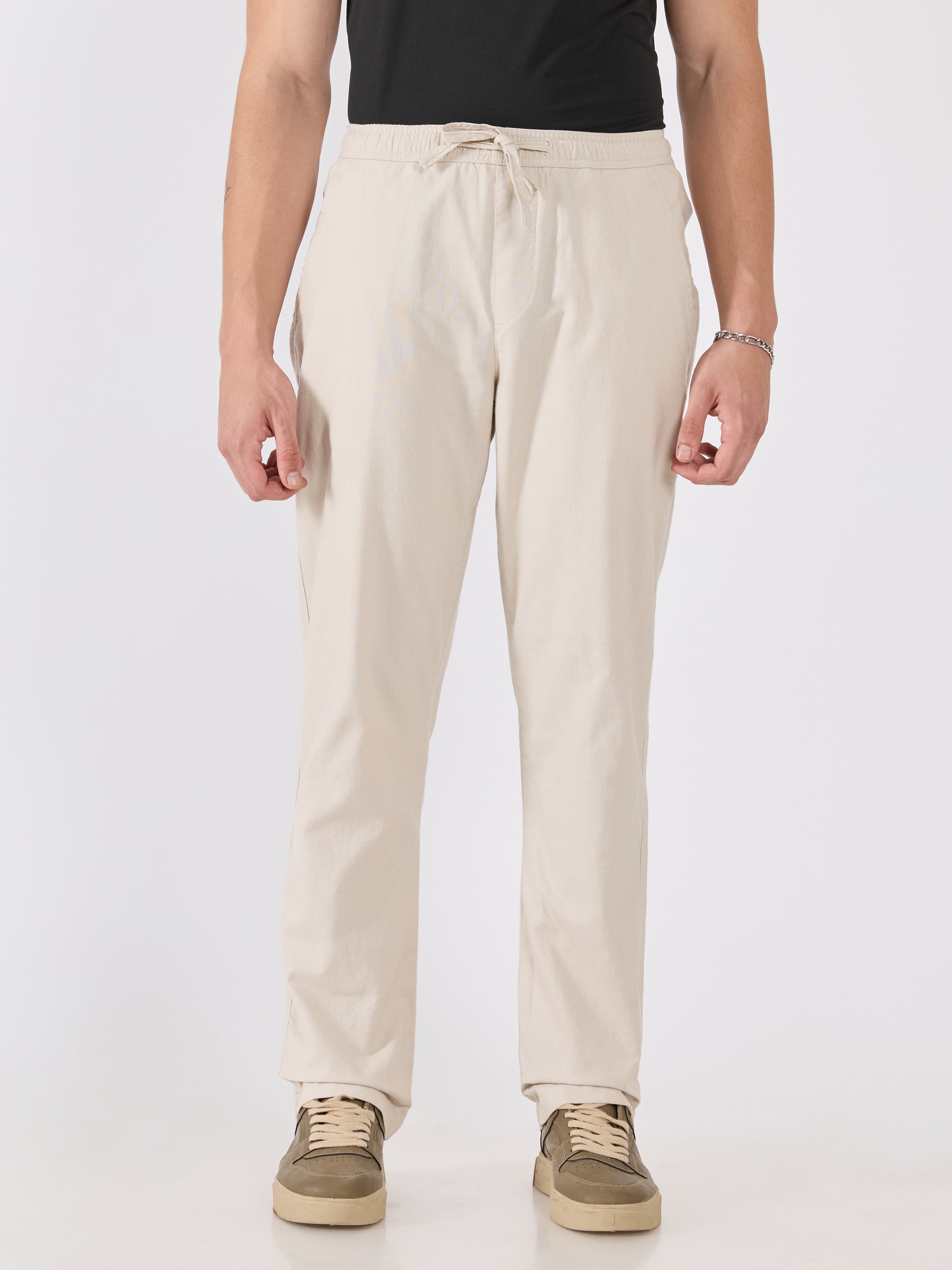 Men's  Relaxed Fit Joggers - cream