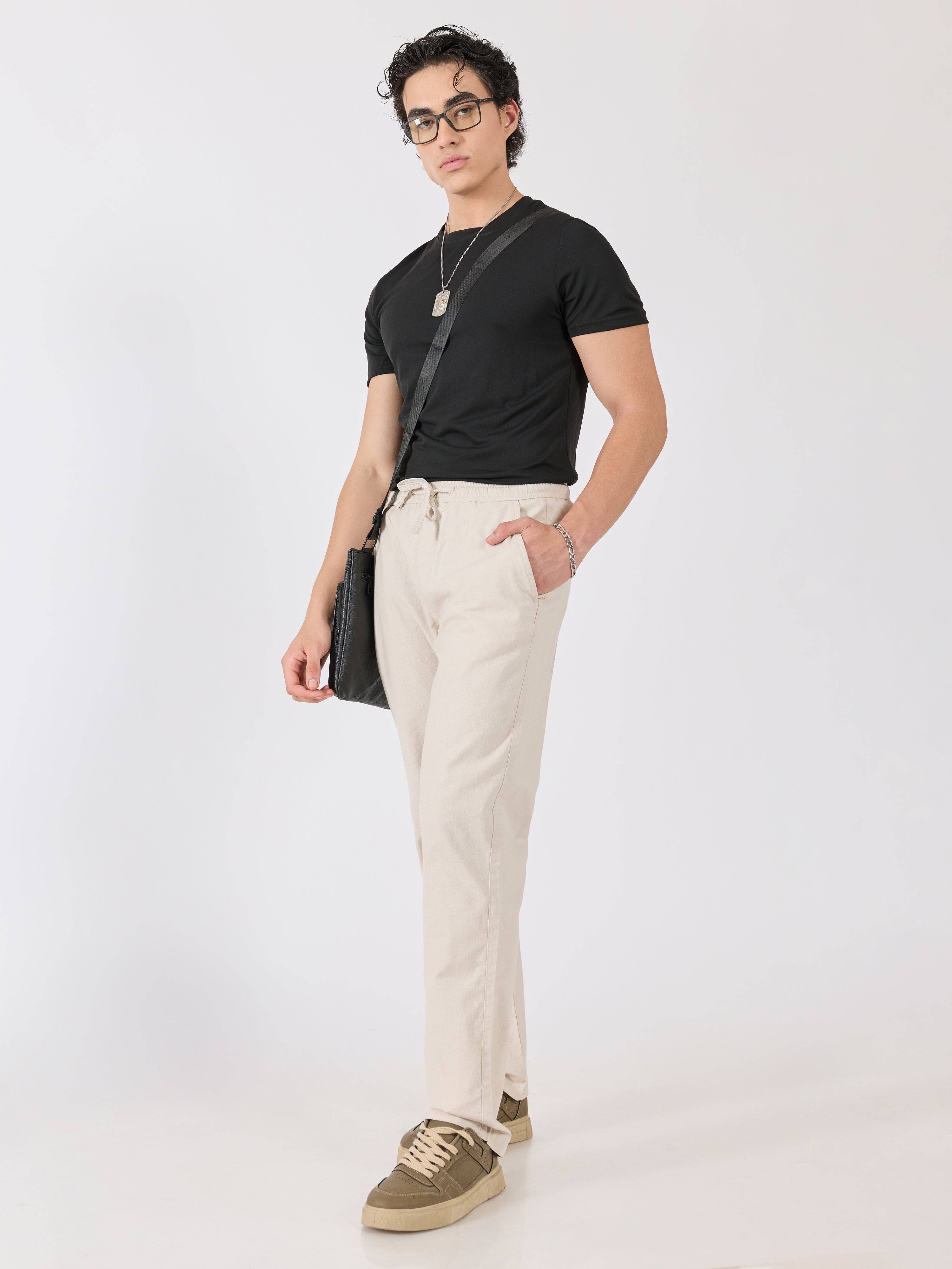 Men's  Relaxed Fit Joggers - cream
