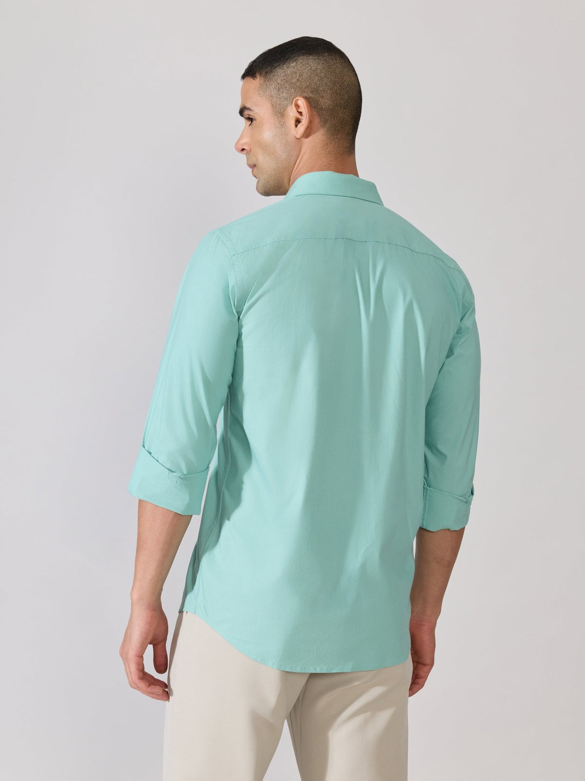 Valerius - Trim Fit Poplin Shirt - Soft Green - Espanshe