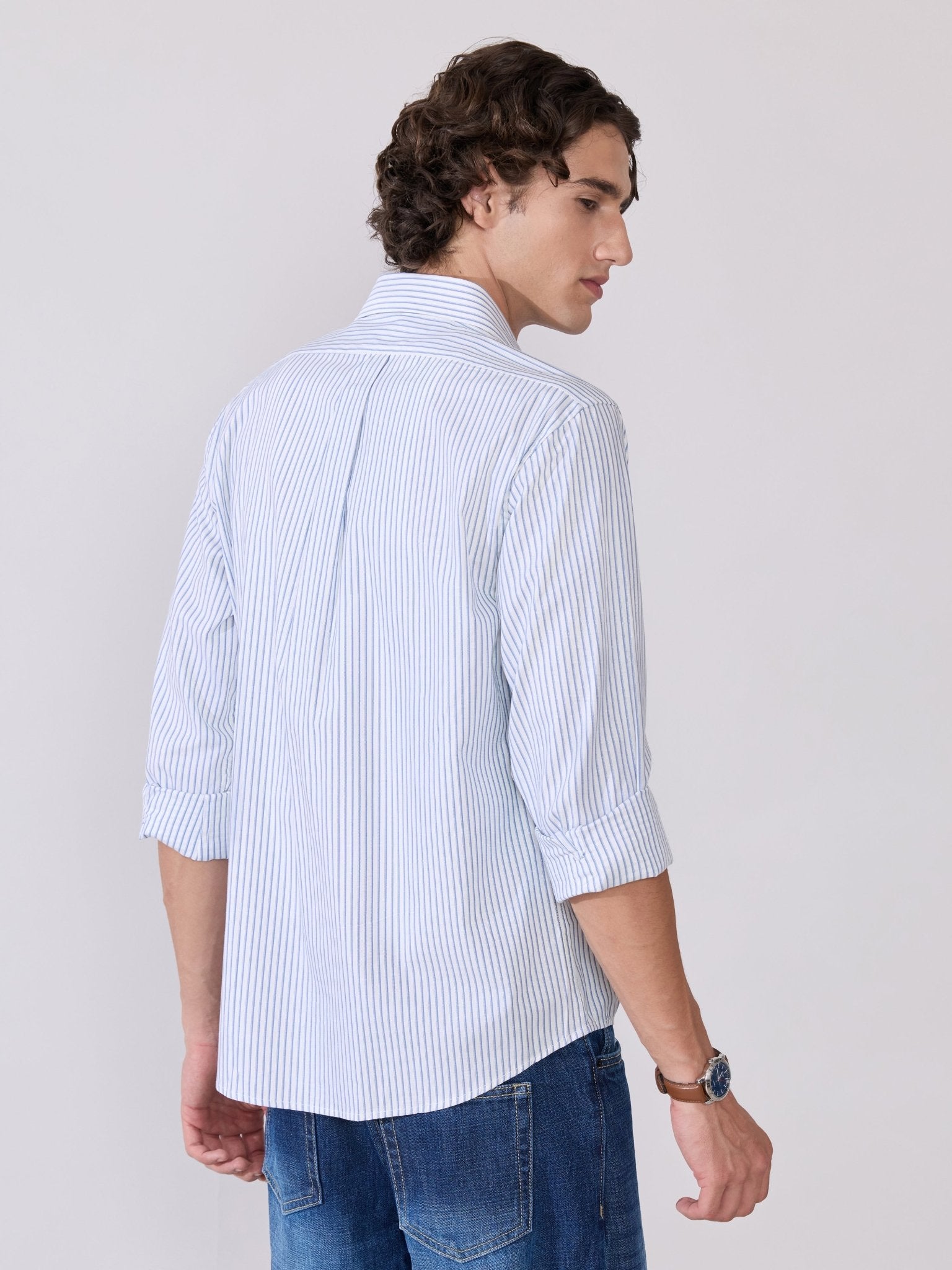 Erzela - Smart Fit Striped Shirt - Blue - Espanshe