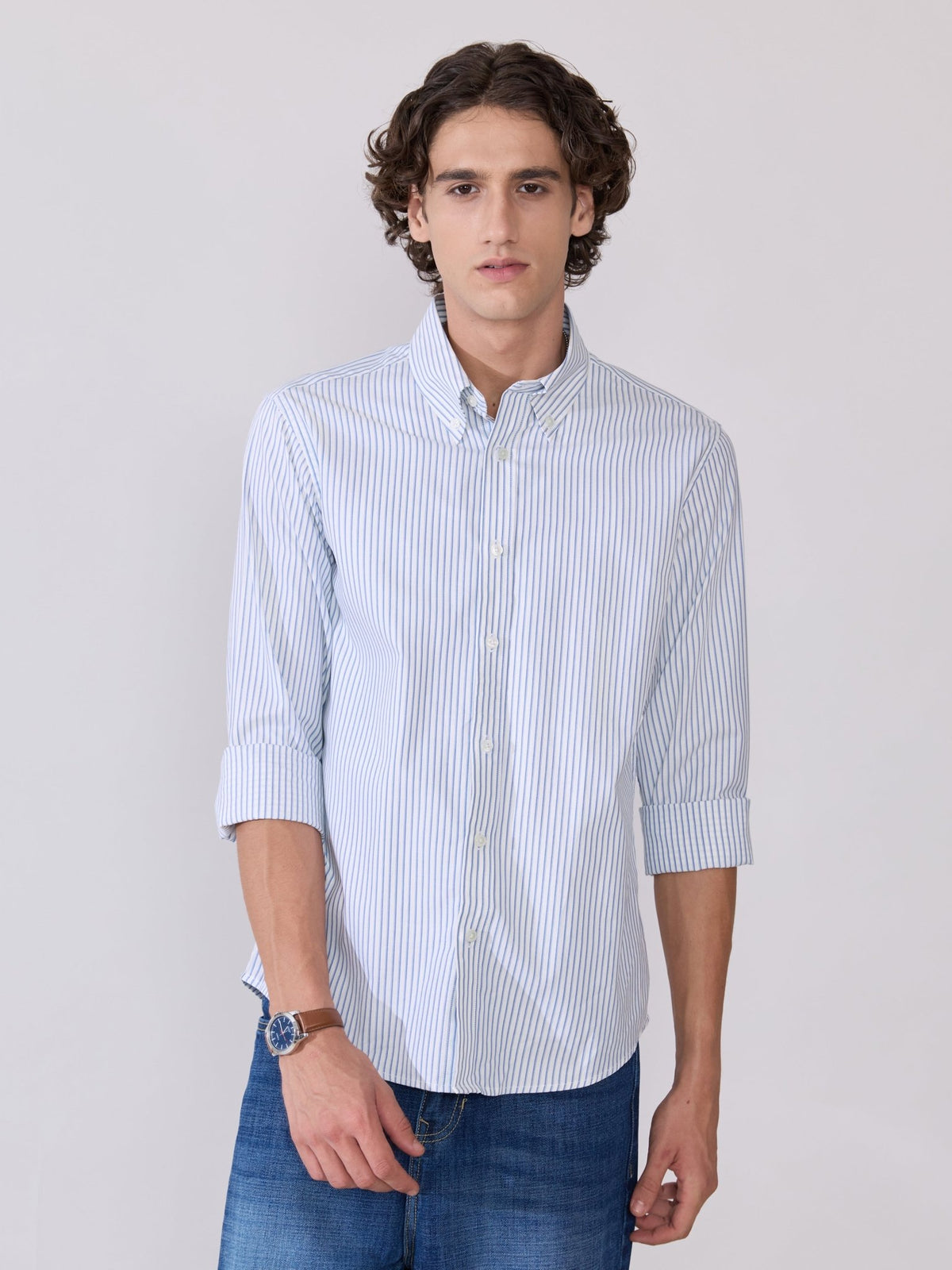 Erzela - Smart Fit Striped Shirt - Blue - Espanshe