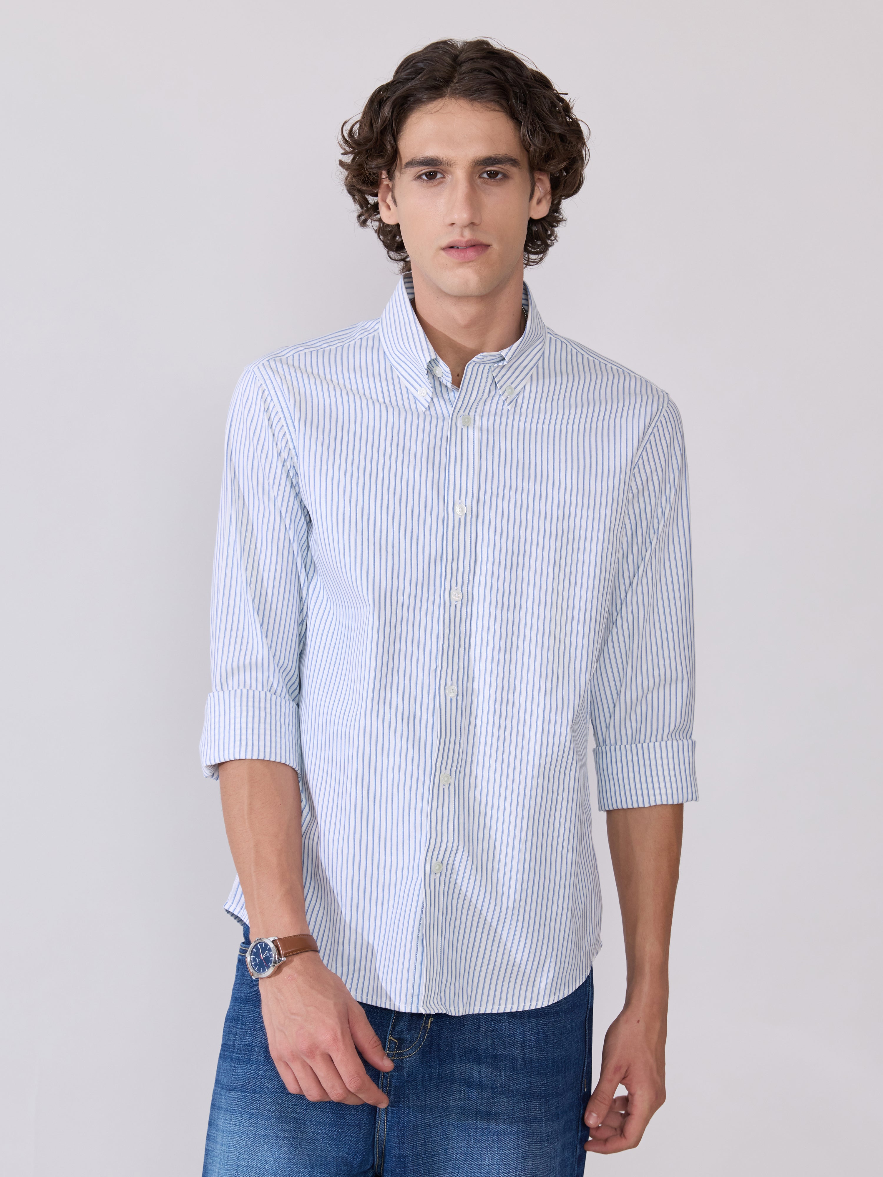 Men's Smart Fit Striped Shirt - blue