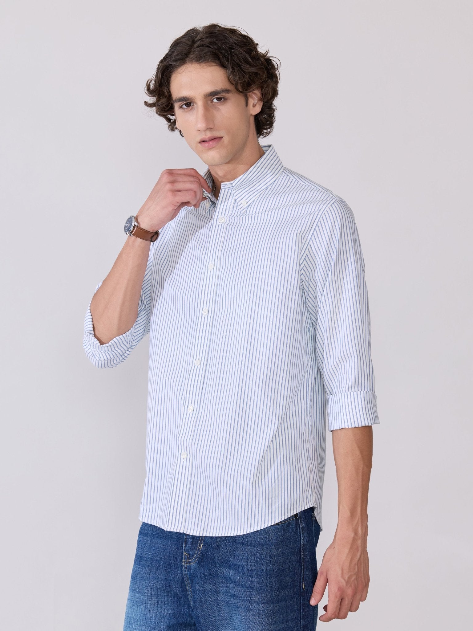 Erzela - Smart Fit Striped Shirt - Blue - Espanshe