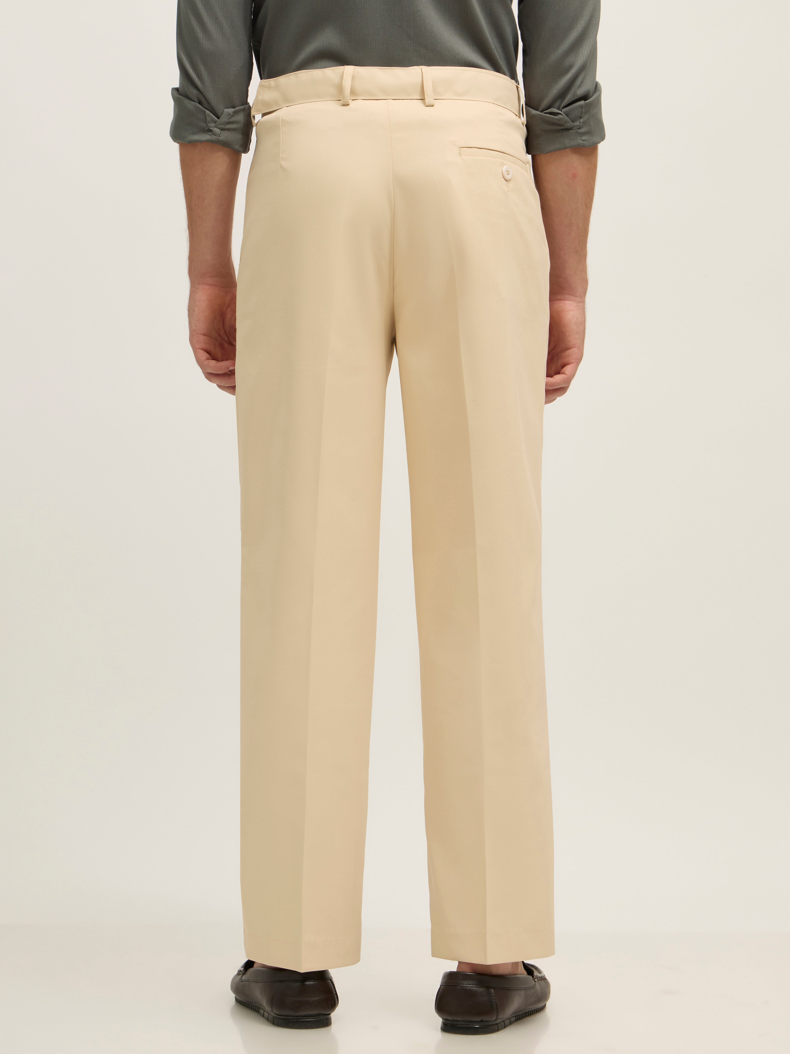Maximilian -men's  Beltless Formal Pant in beige