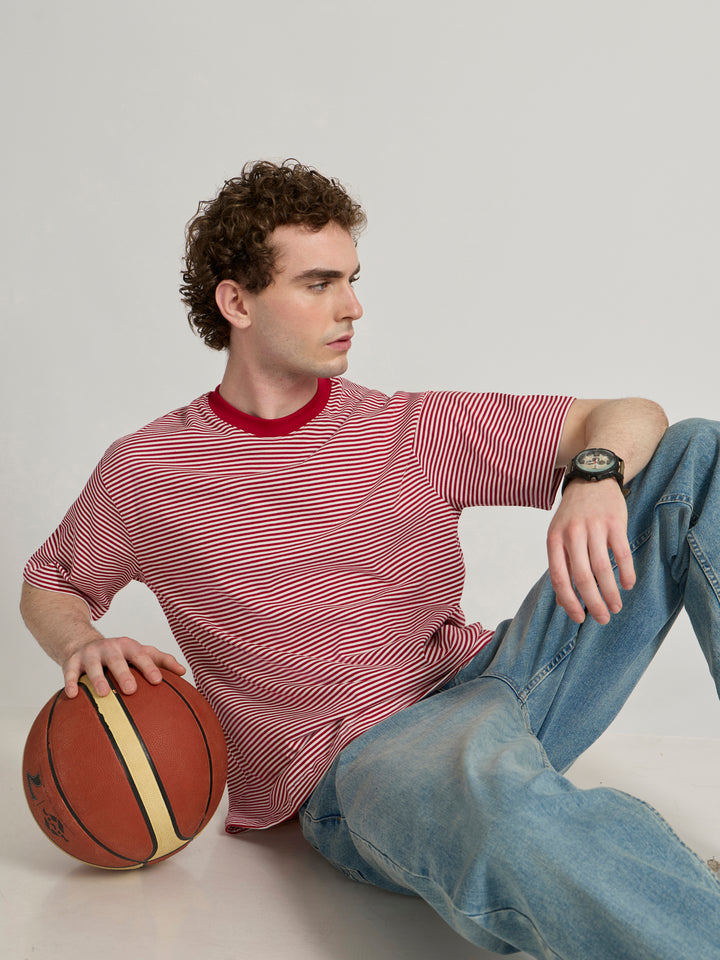 Striped Crew T-Shirt - Pink