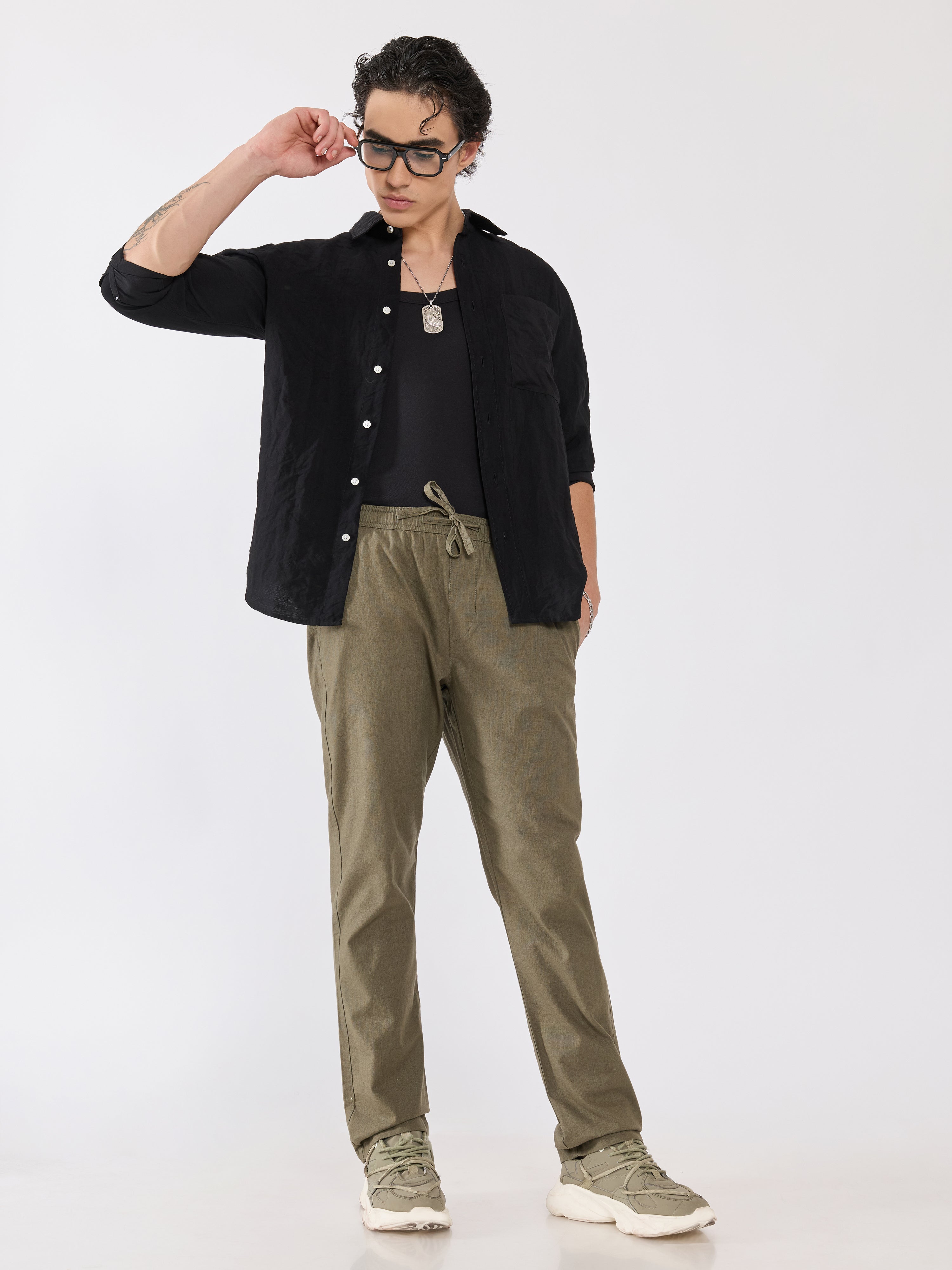 Men's  Relaxed Fit Joggers - Dark Olive