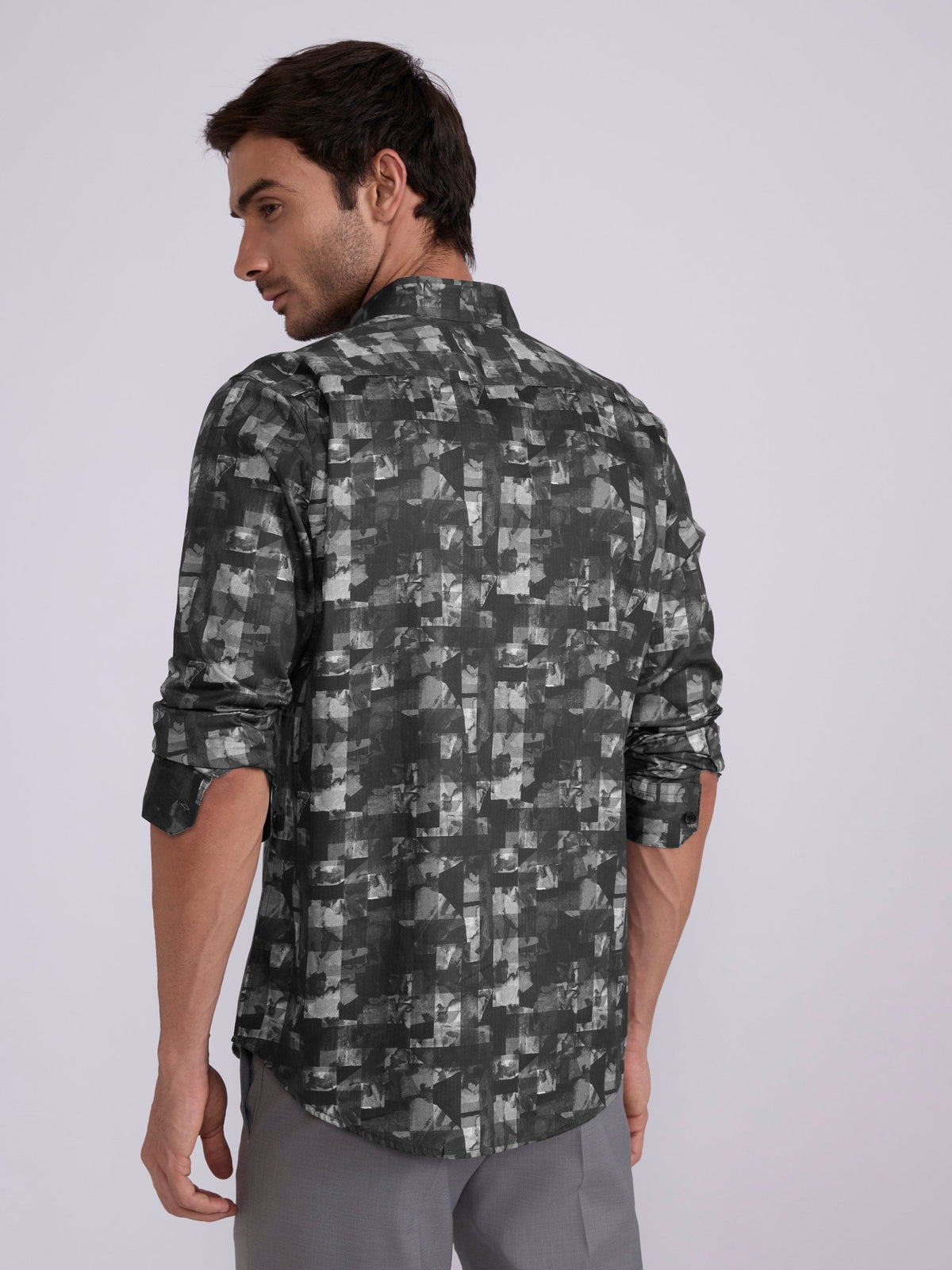 Ulfred - Satin Digital Printed Shirt - Slate Blue - Espanshe