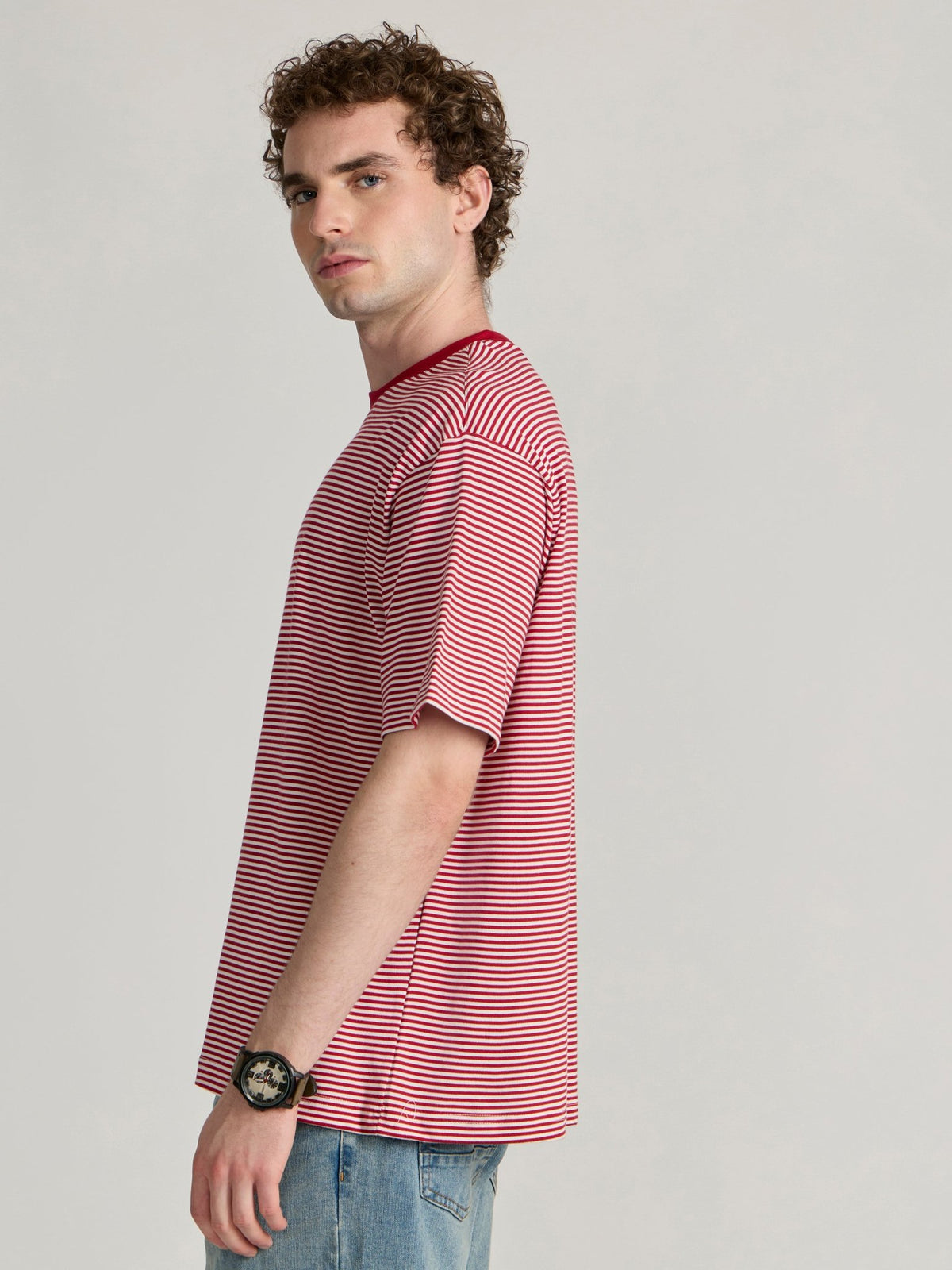 Ionathan - Striped Crew T-Shirt - Pink - Espanshe