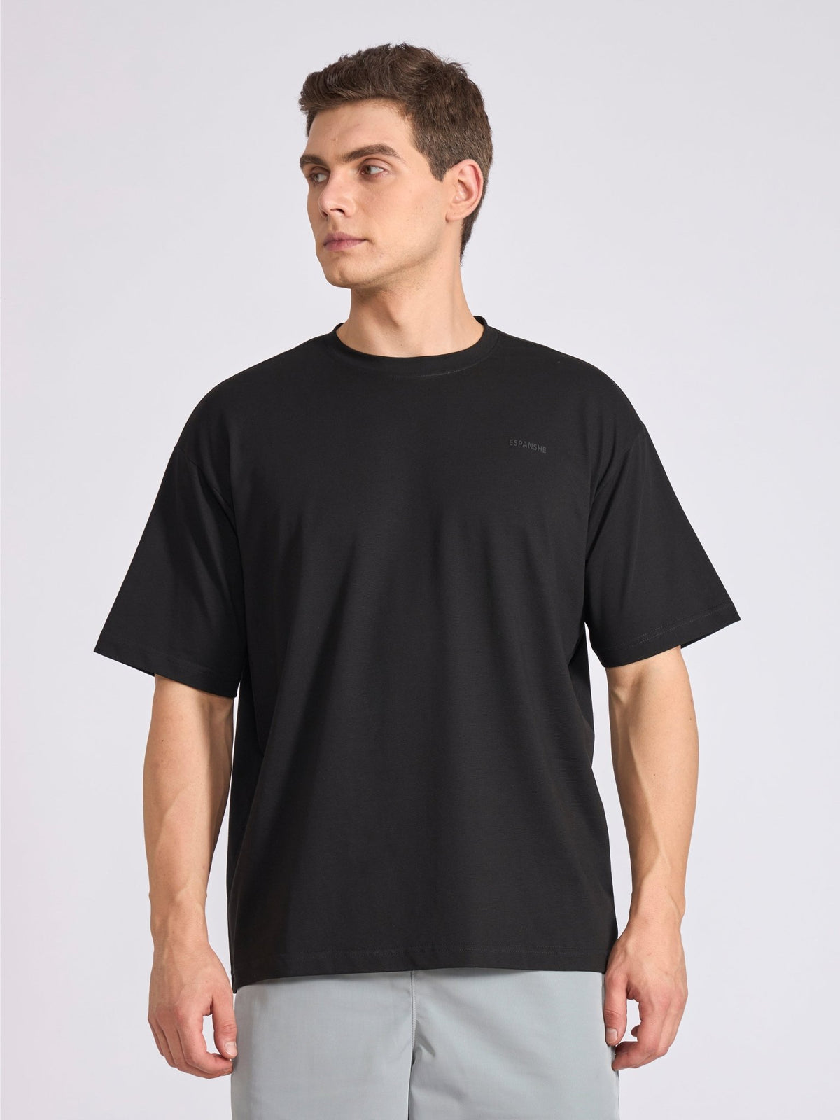 Tibald - Oversized Round neck T Shirt - Black - Espanshe