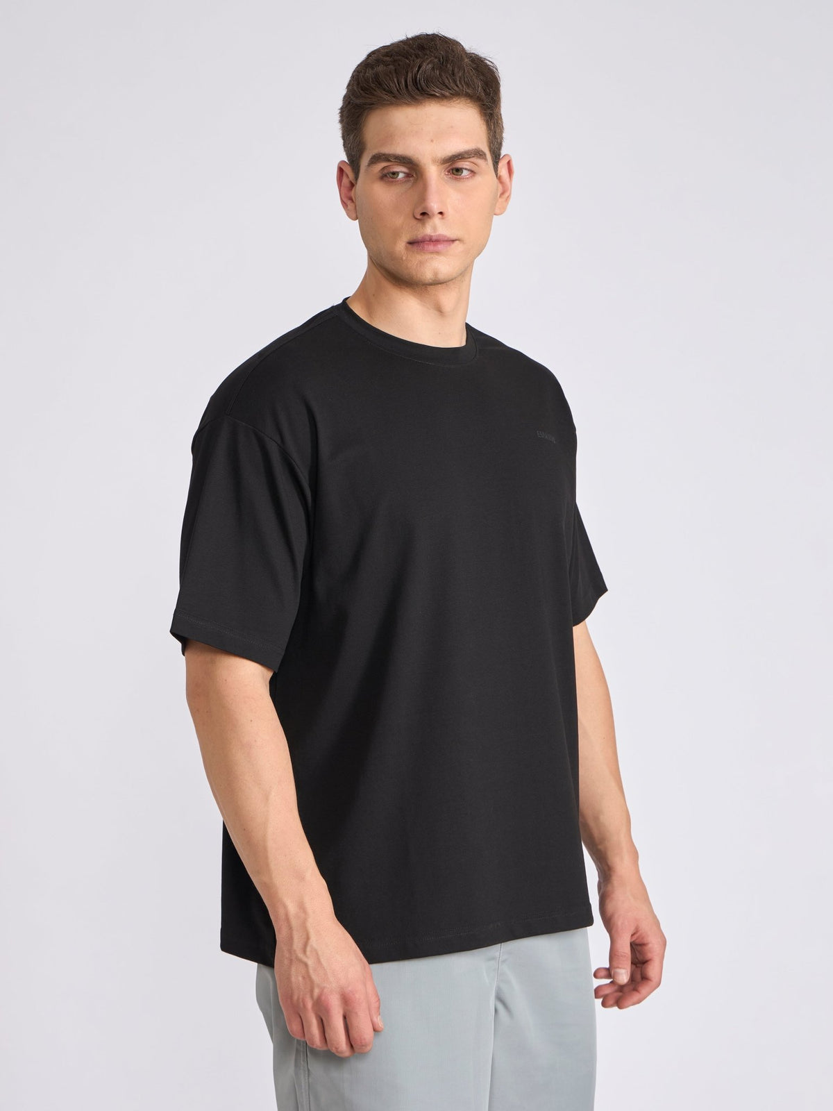 Tibald - Oversized Round neck T Shirt - Black - Espanshe