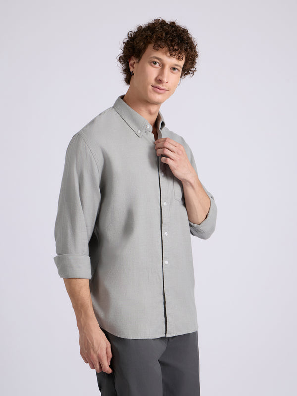 Garret - Brushed Plain Shirt - Light Gray