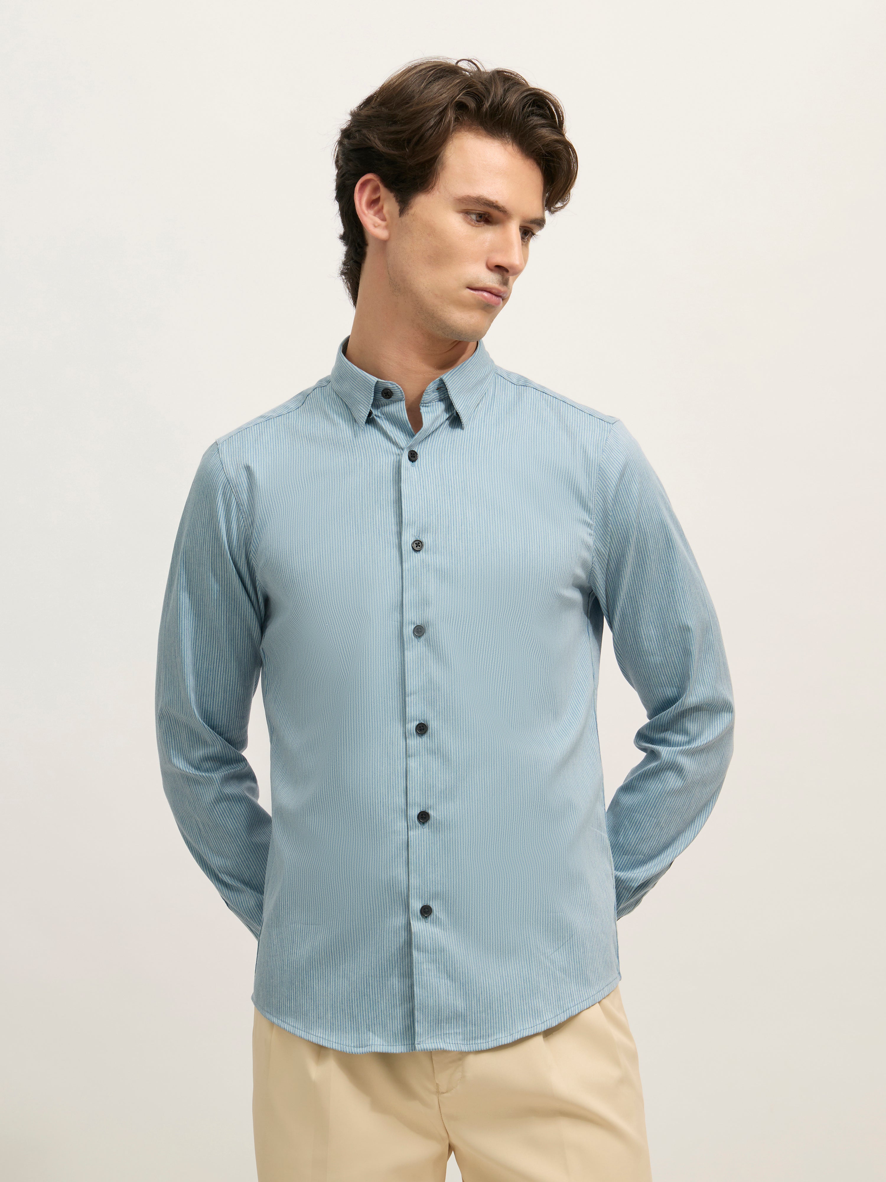 men's Striped Shirt - light blue