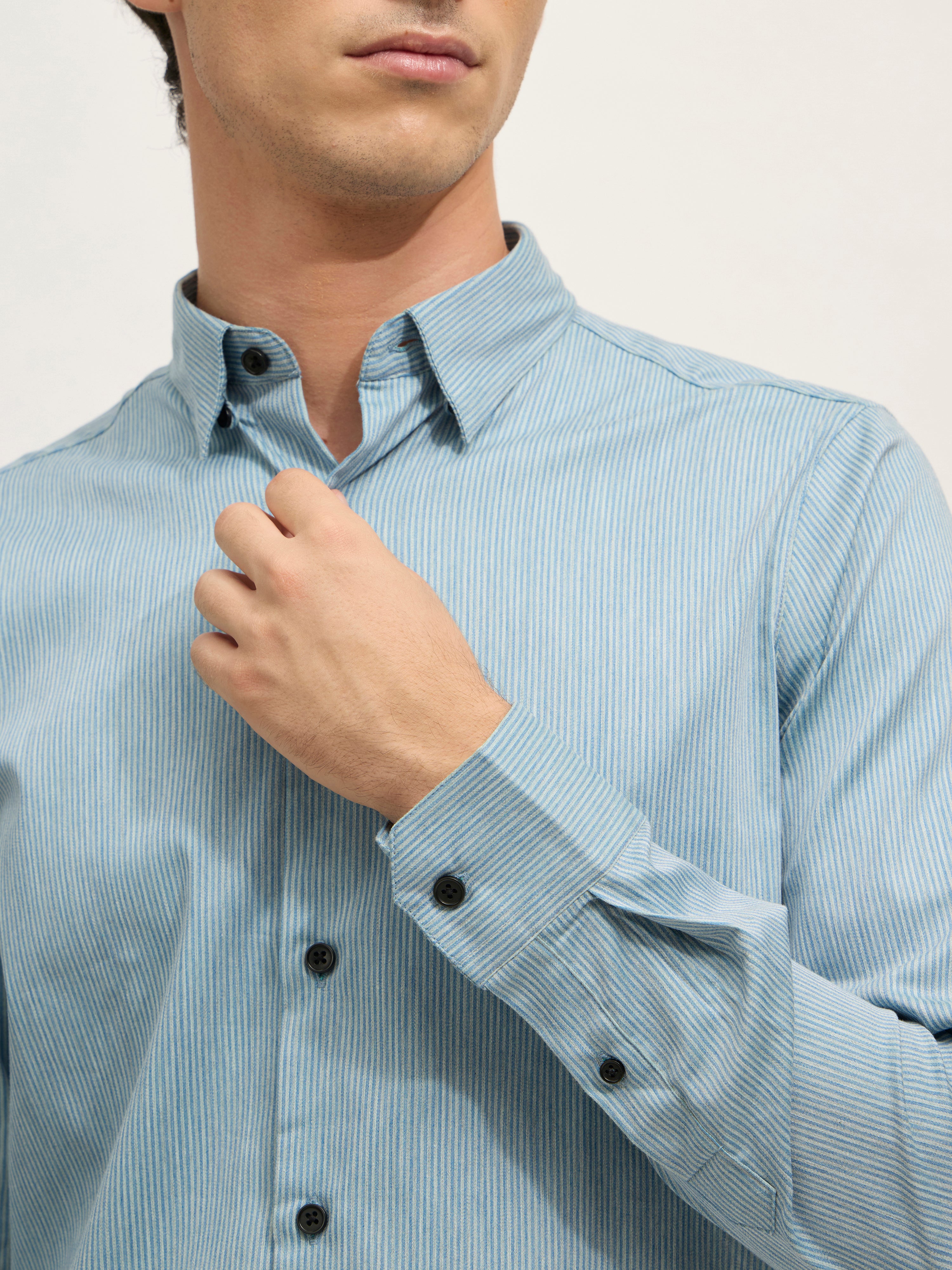 men's Striped Shirt - light blue