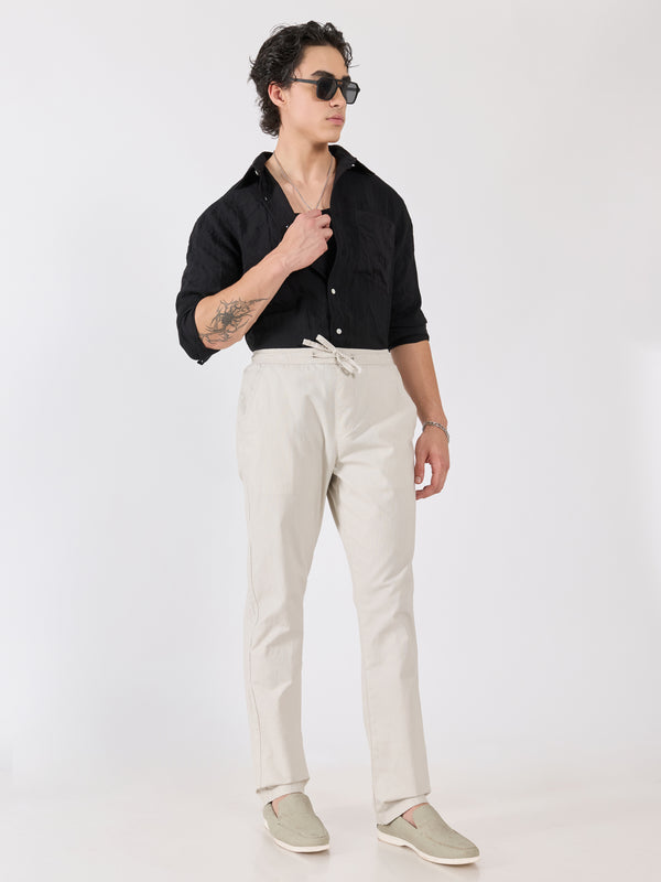 Grantham - Relaxed Fit Linen Joggers - Light Gray