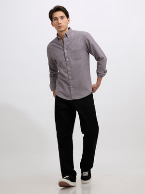 Men's Brushed Melange Plain Shirt in Brown