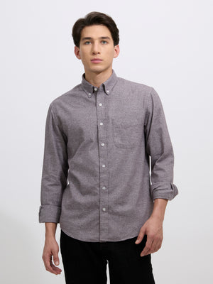 Men's Brushed Melange Plain Shirt in Brown